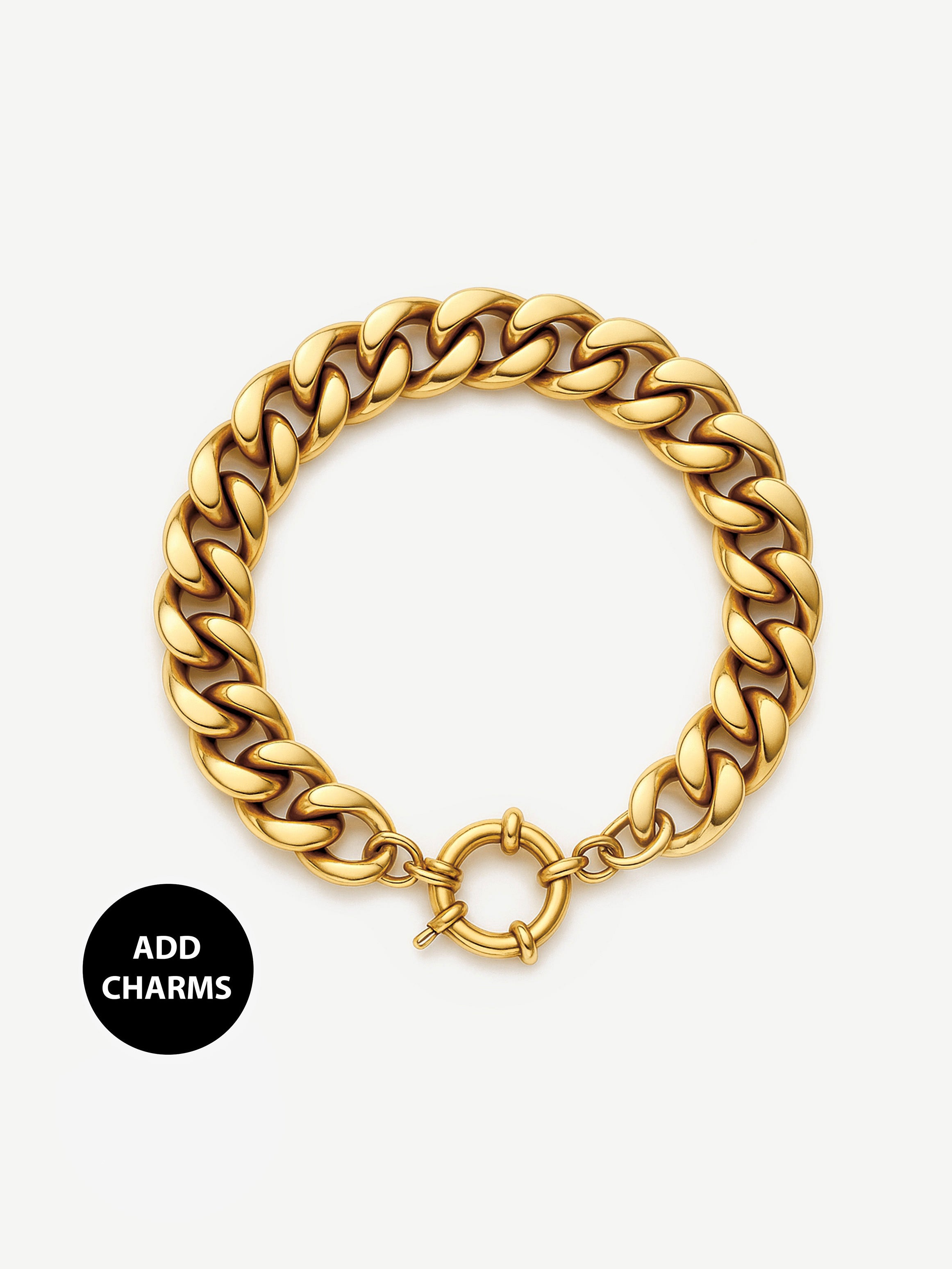 Bracelet à chaîne gourmette épaisse pour breloques