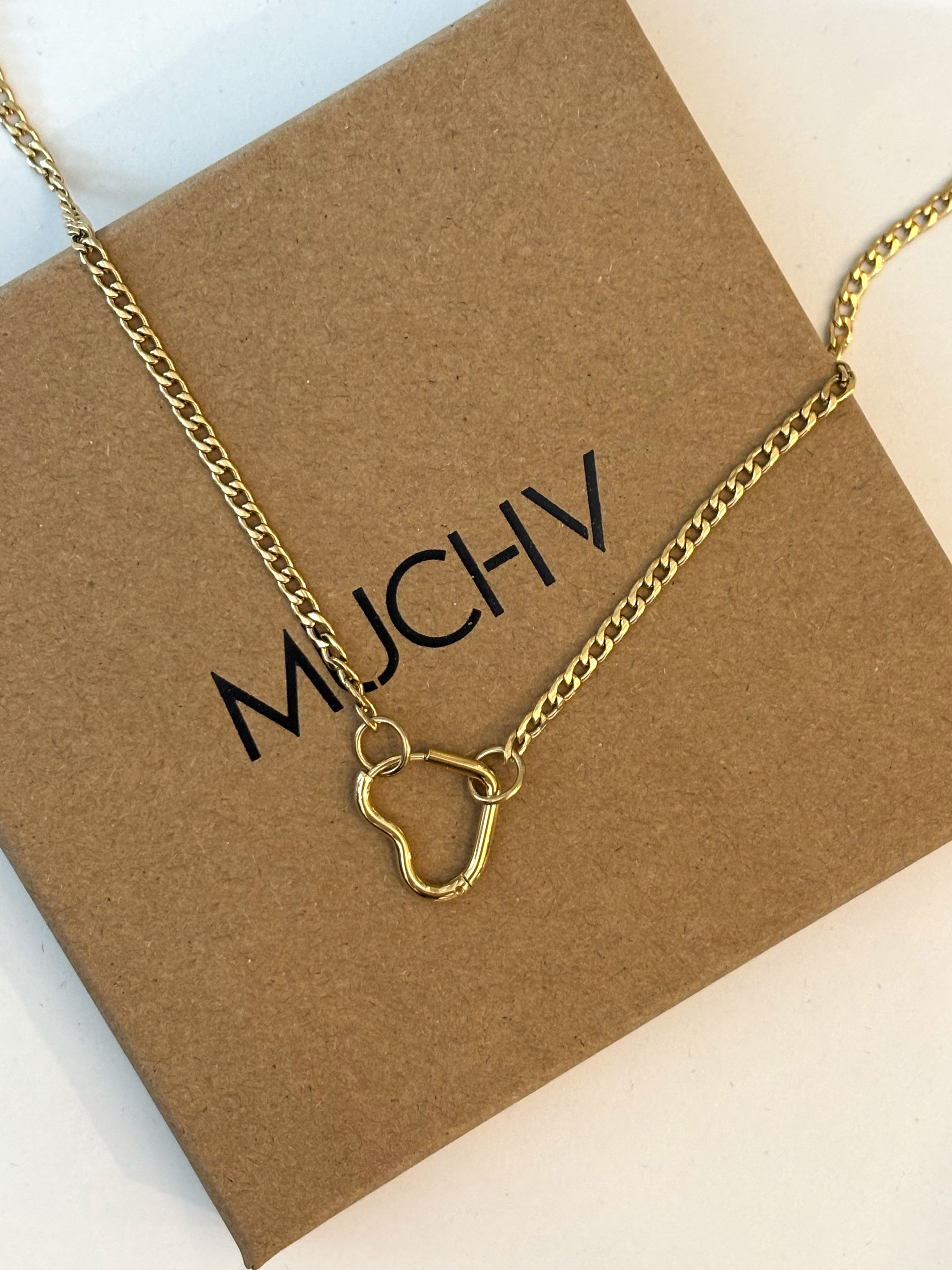 Collier délicat à chaîne gourmette pour breloques (fermoir cœur)