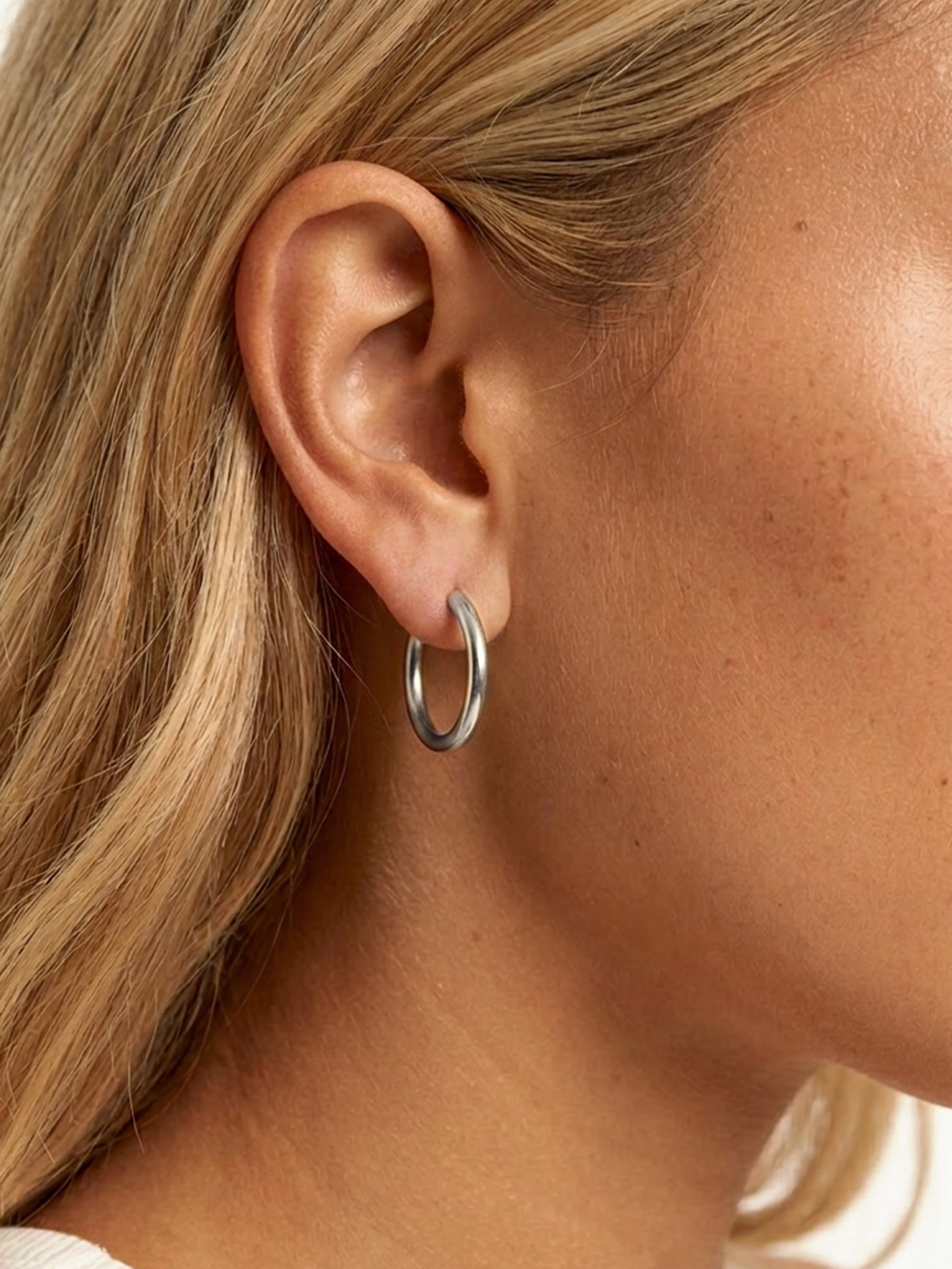 Boucles d'oreilles créoles solides pour breloques - 22 mm