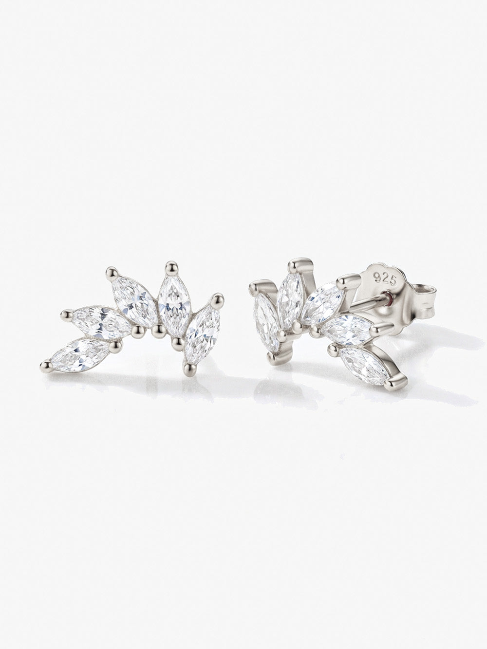 Boucles d'oreilles à tige en grappe - Couronne Marquise