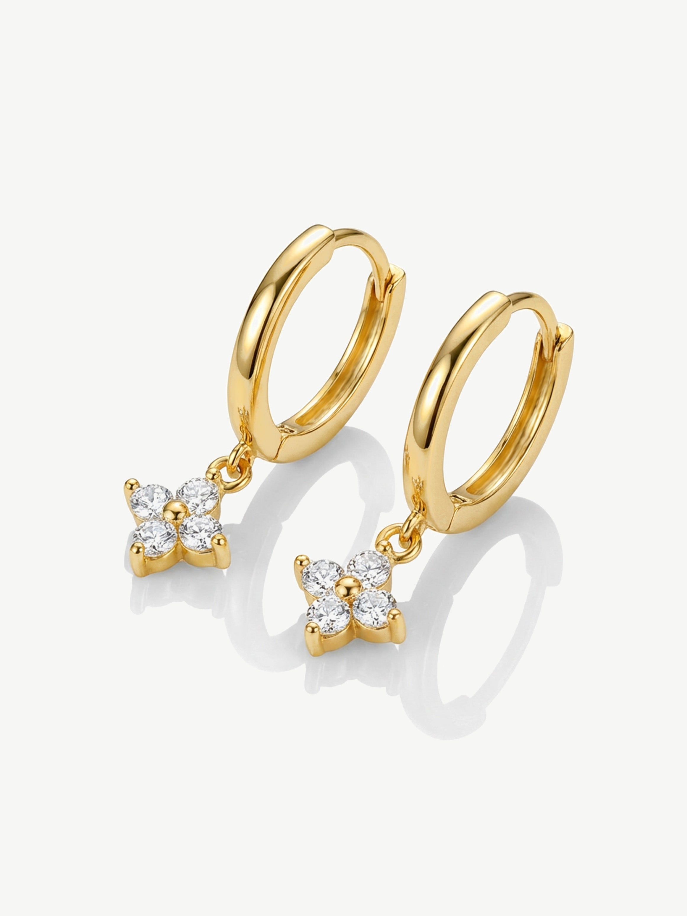 Small Huggie Hoop Earrings With Hydrangea Flower