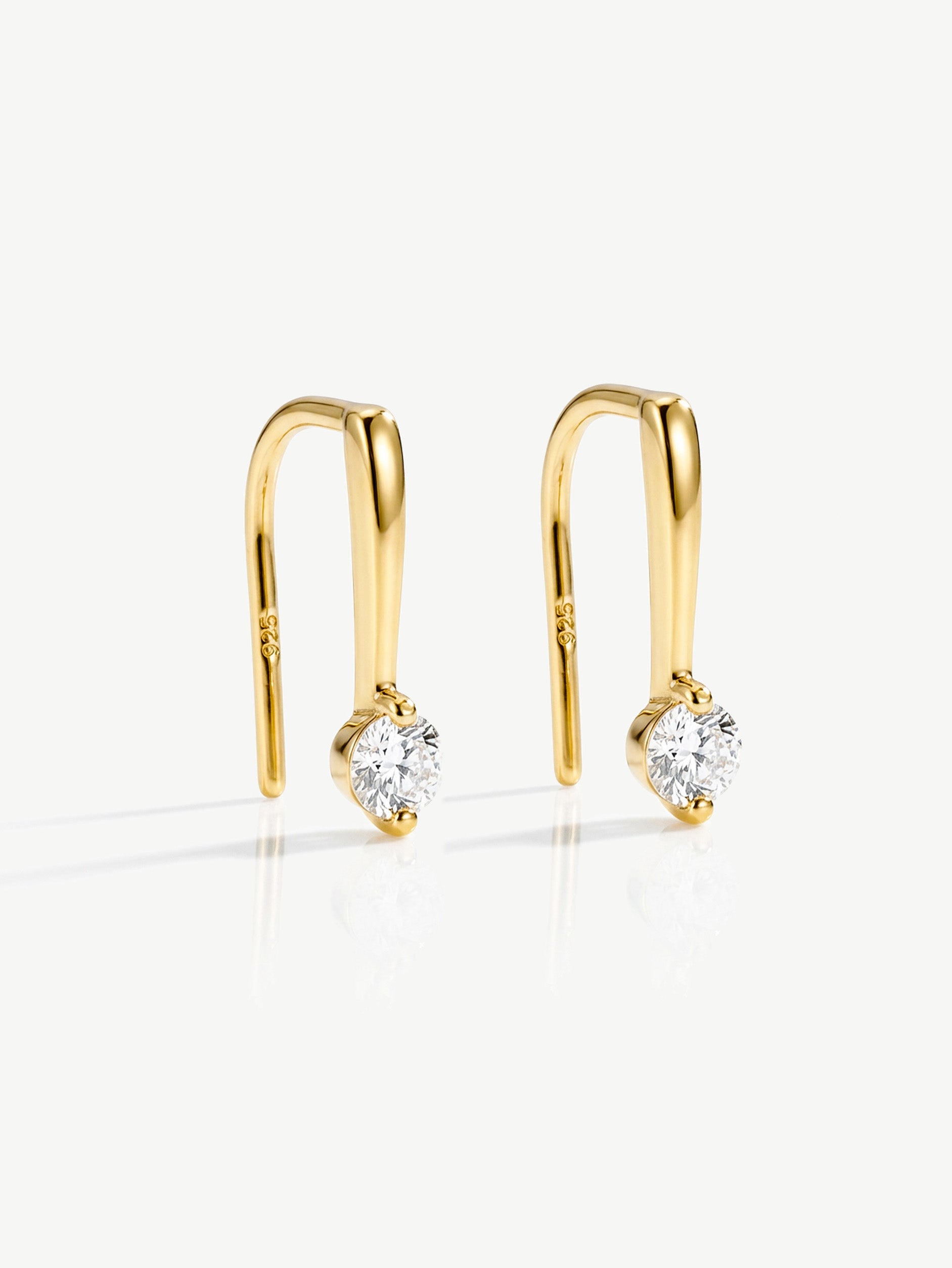 Open Threader Hoop Earrings With Tiny CZ Stone
