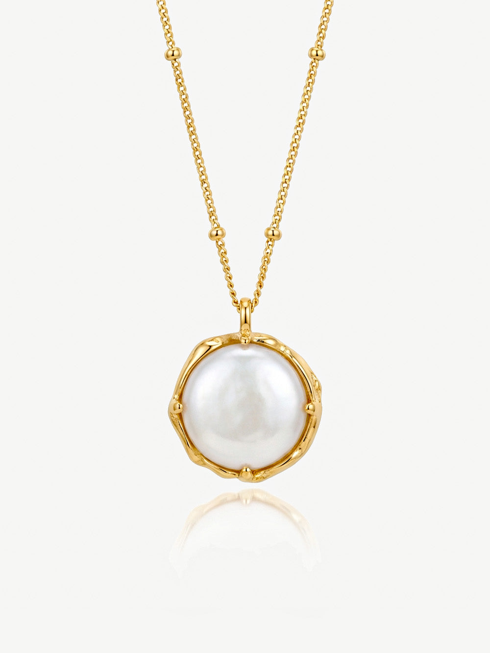 Reversible Baroque Pearl Necklace With Bobble Chain