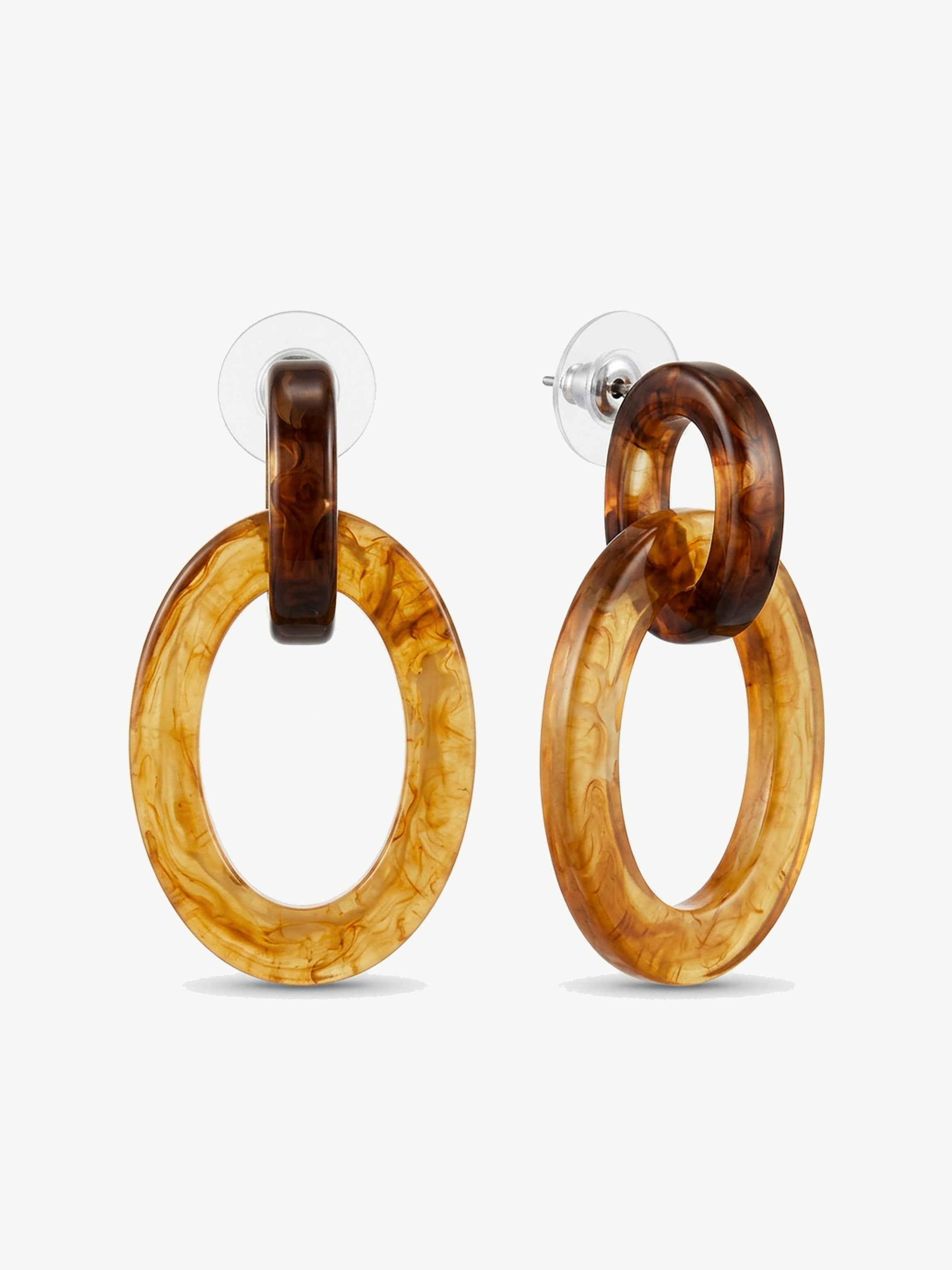 Tortoiseshell Double Hoop Drop Earrings