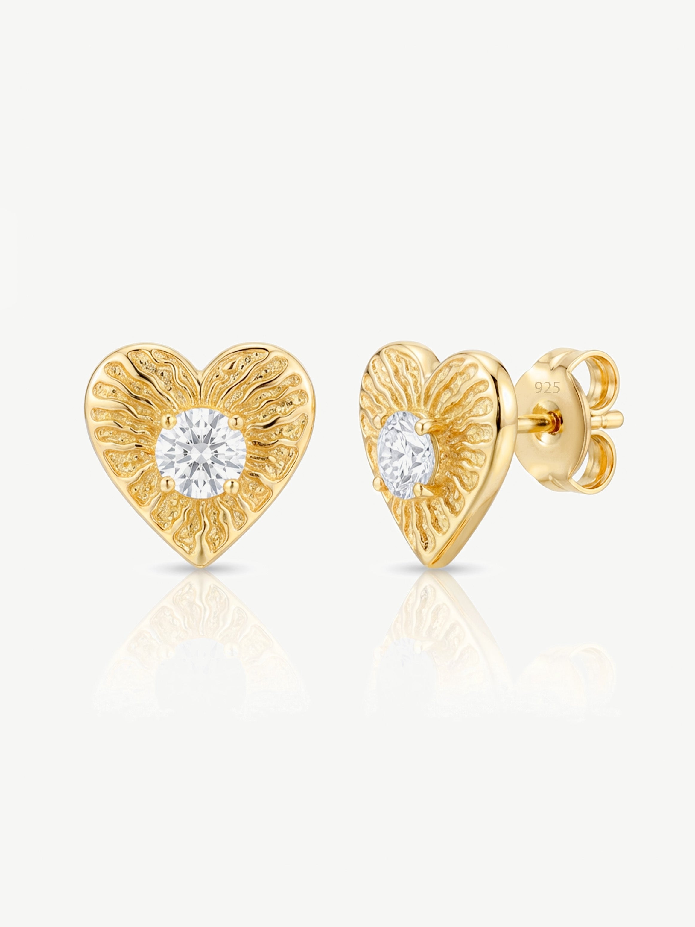 Textured Heart Stud Earrings