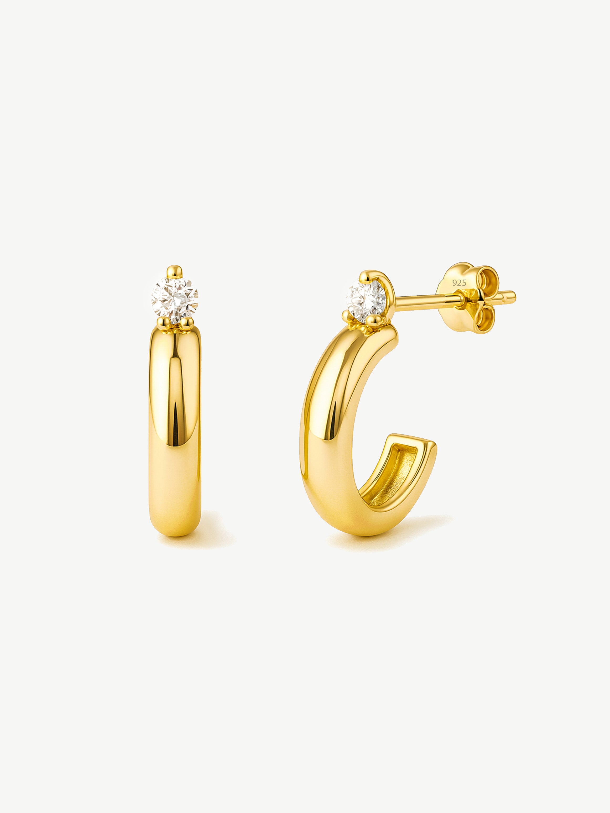 Boucles d'oreilles créoles Huggie avec pierre scintillante