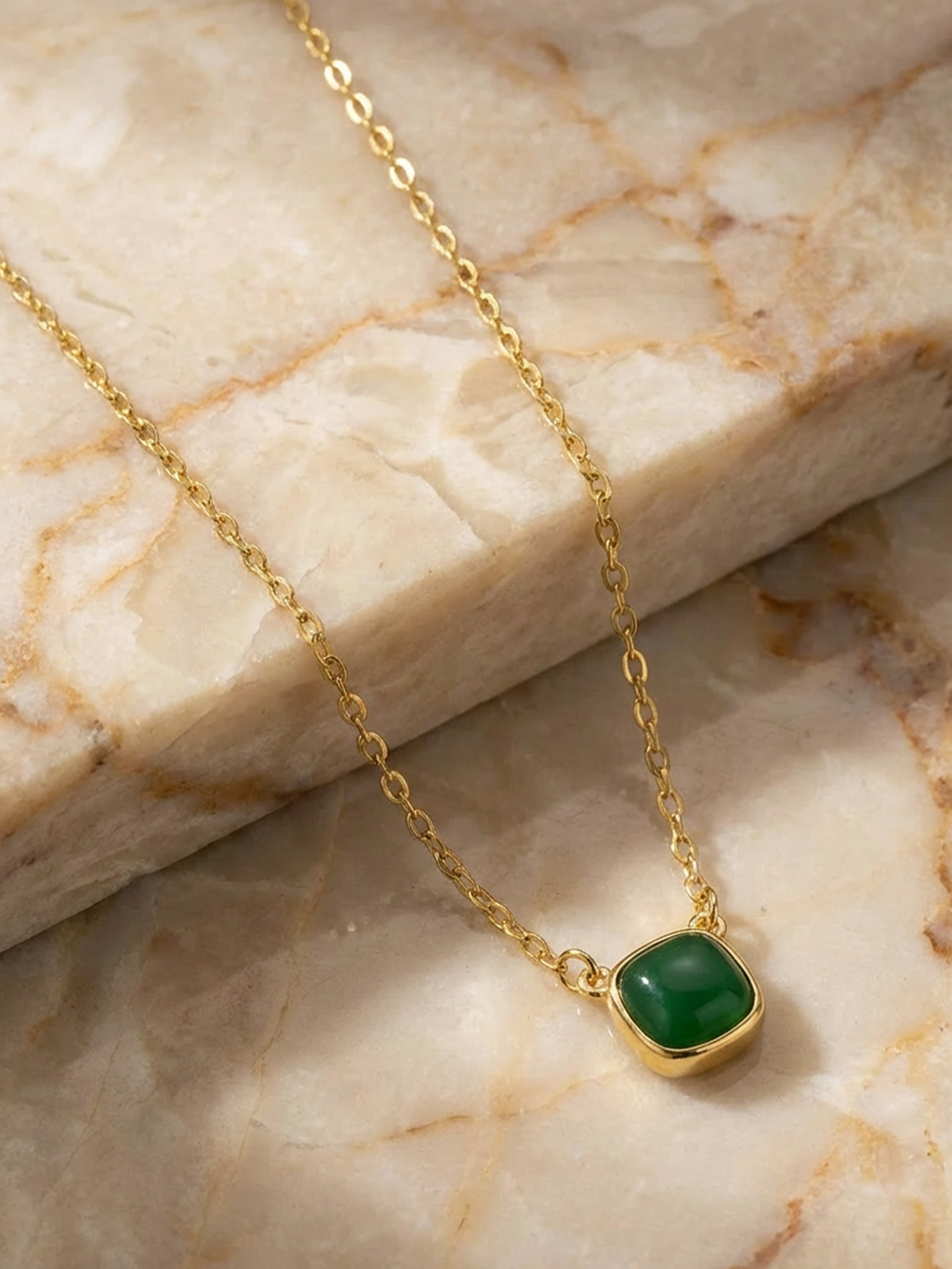 Emerald Green Square Necklace