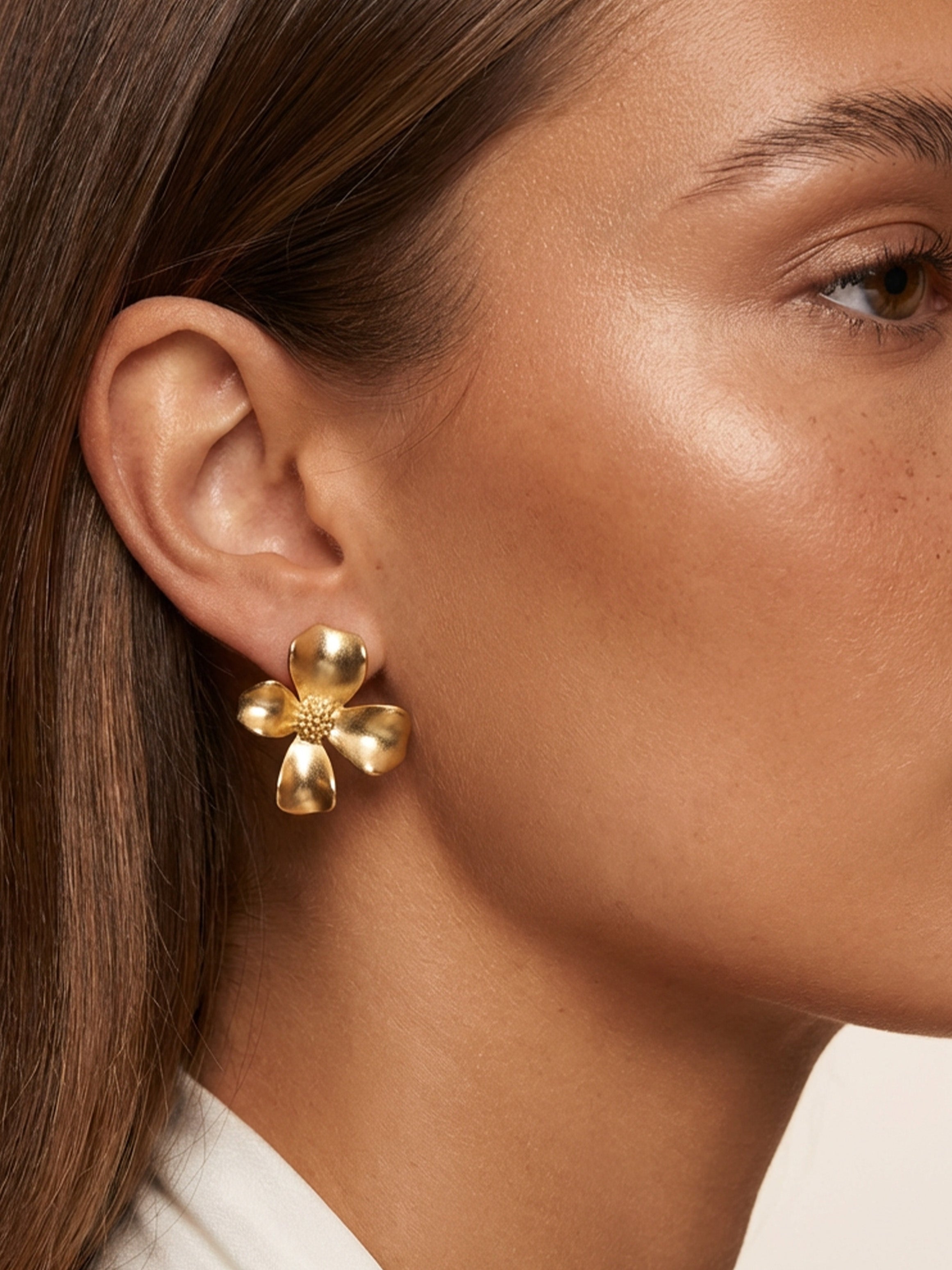 Large Gardenia Flower Stud Earrings