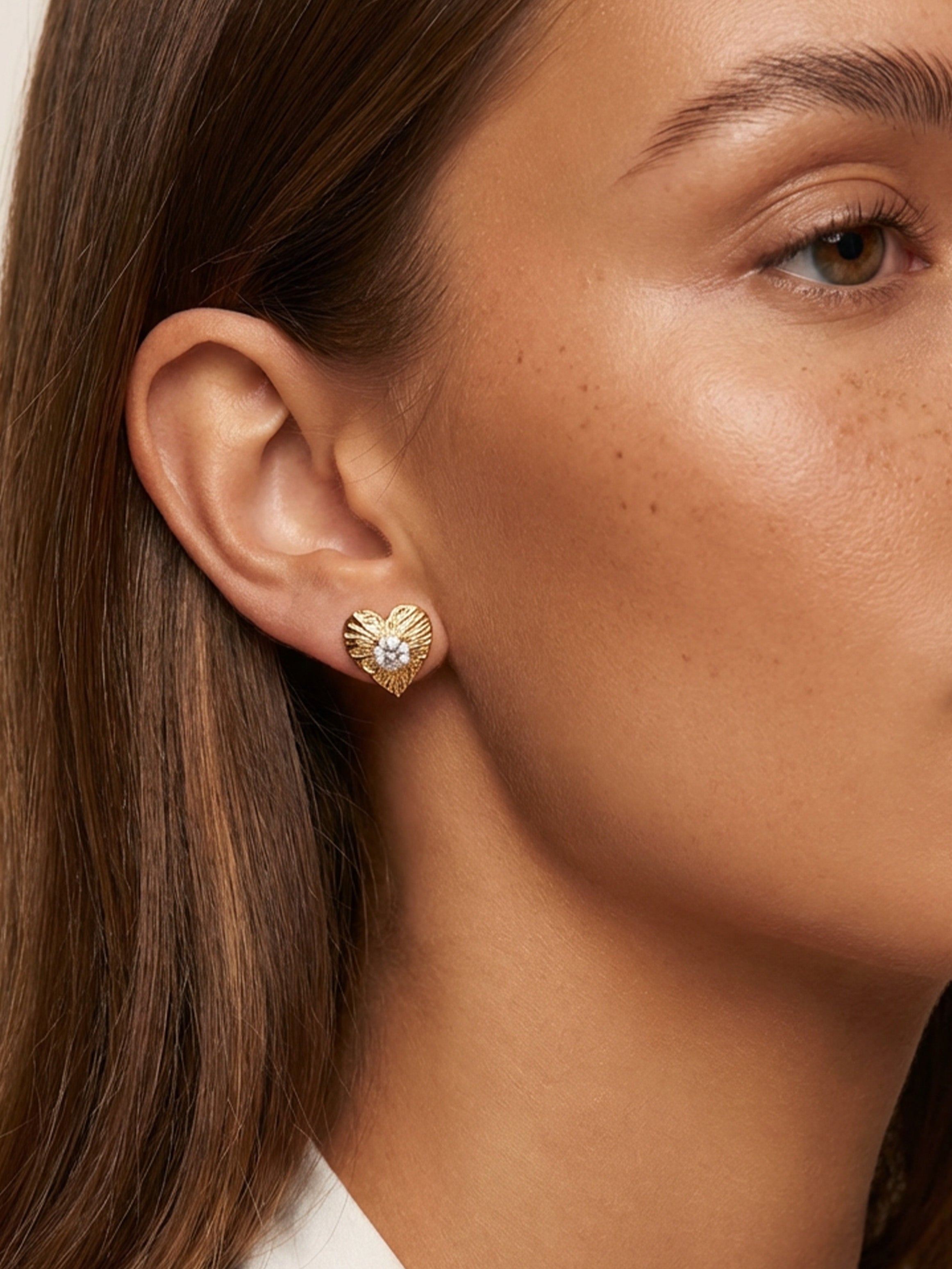 Textured Heart Stud Earrings