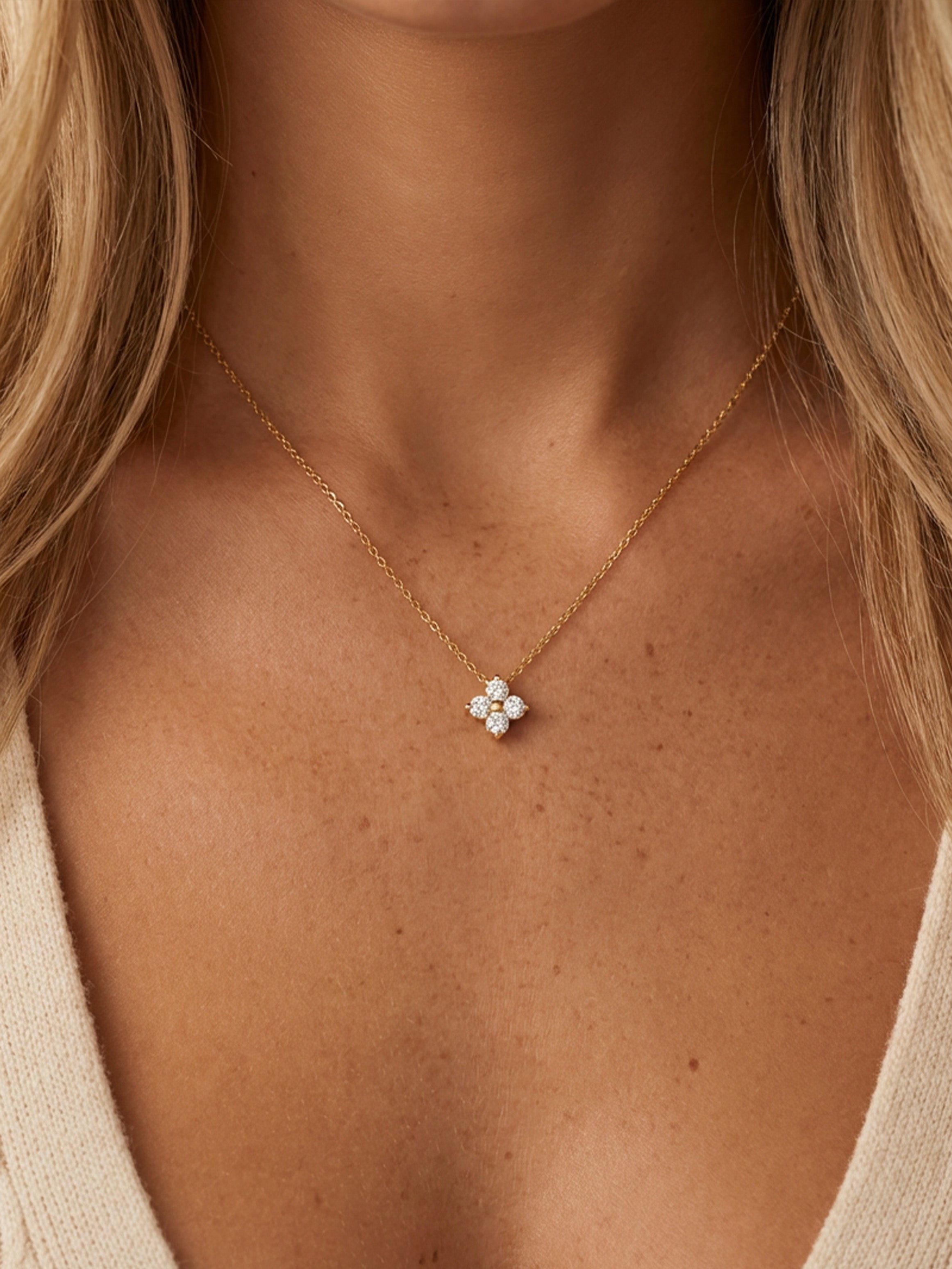 Moissanite Flower Necklace
