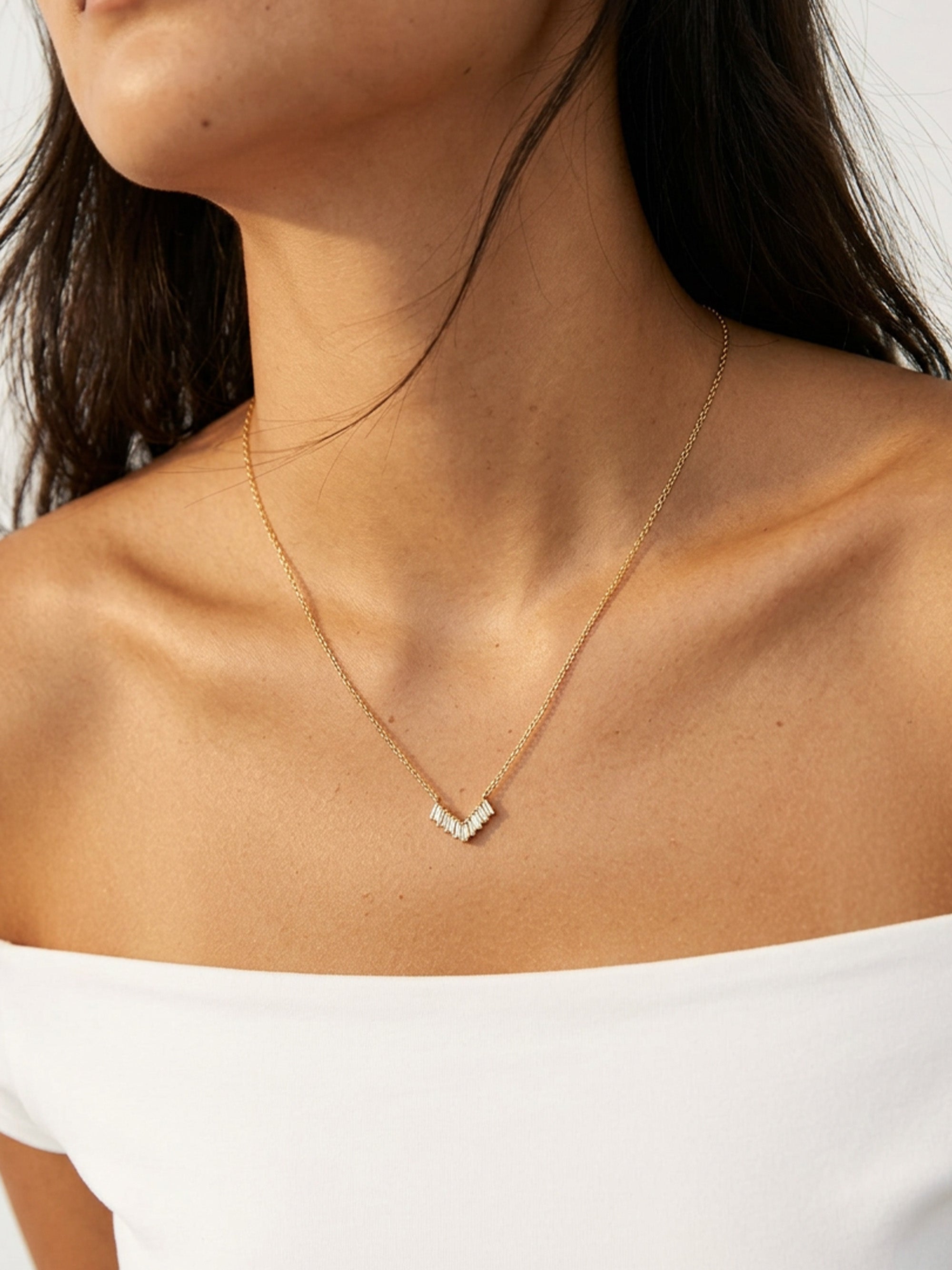 Dainty Baguette Bar Necklace