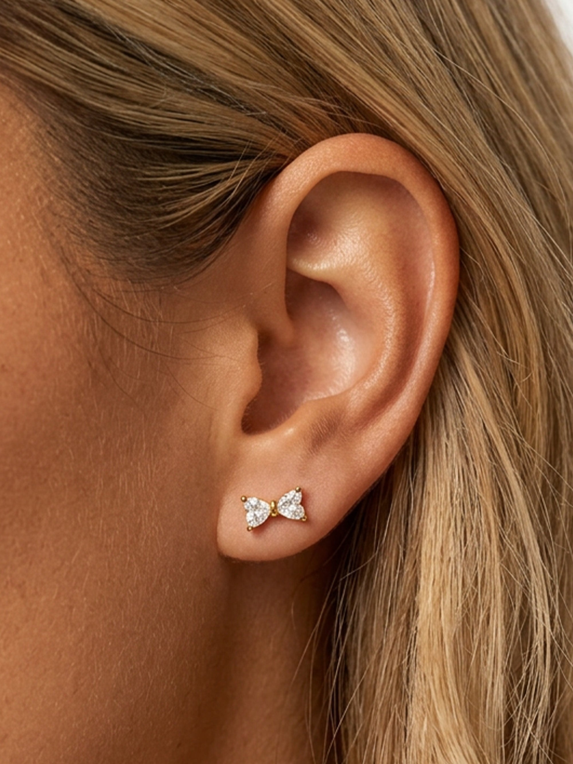 Dainty Bow Earrings - Screw Back