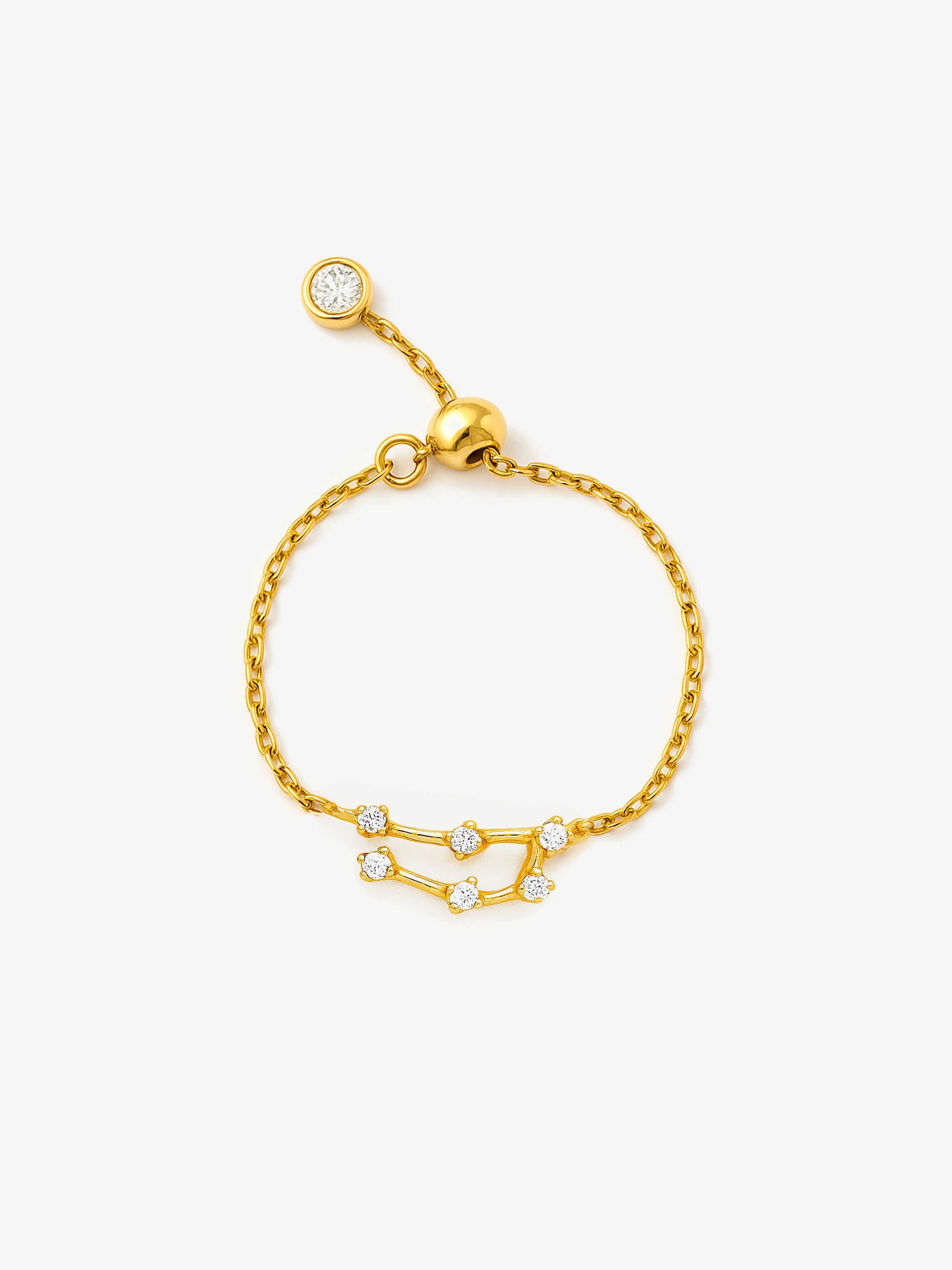 Bague chaîne réglable en or avec constellation