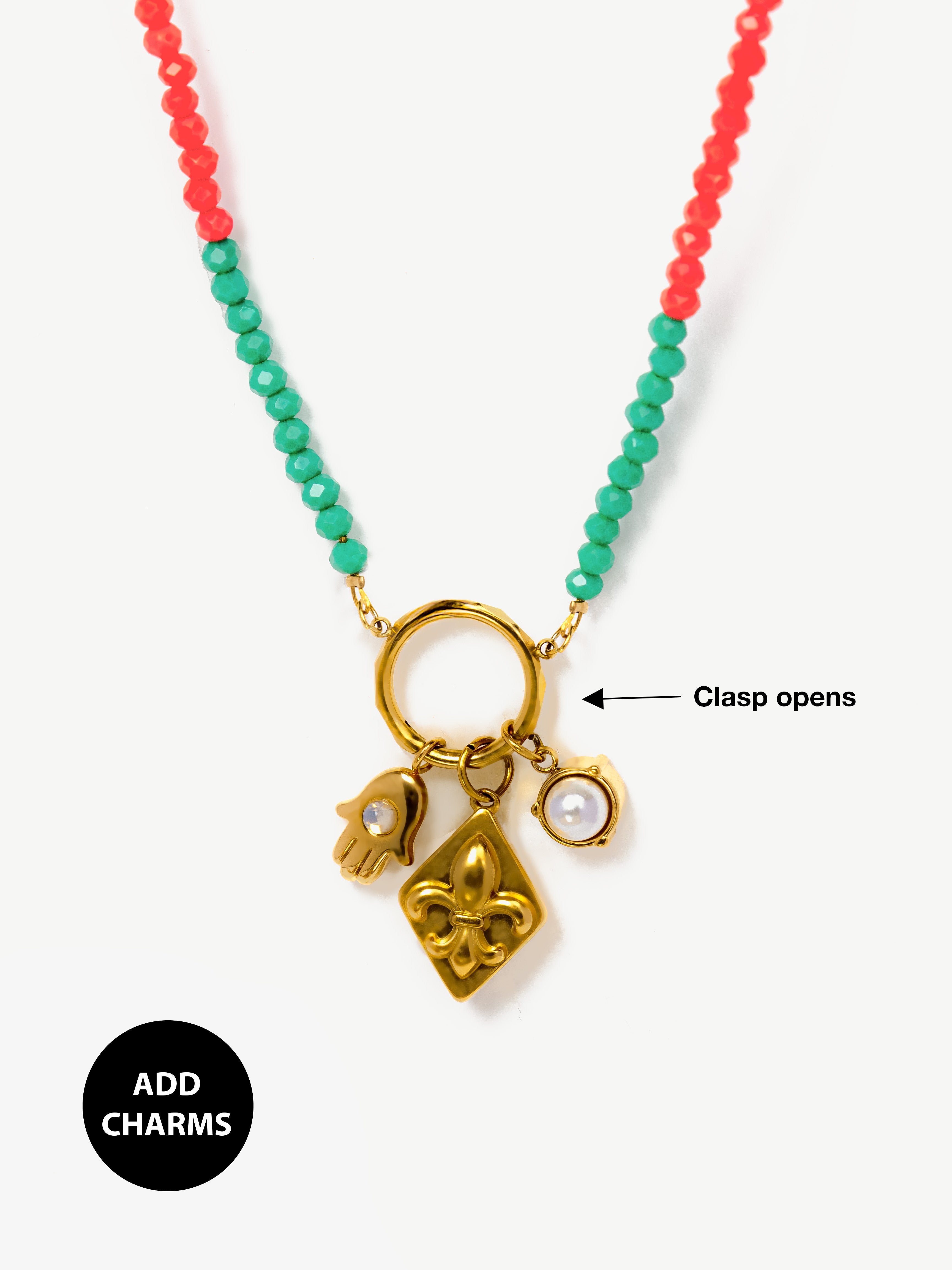 Collier de perles pastel pour breloques (fermoir en O)