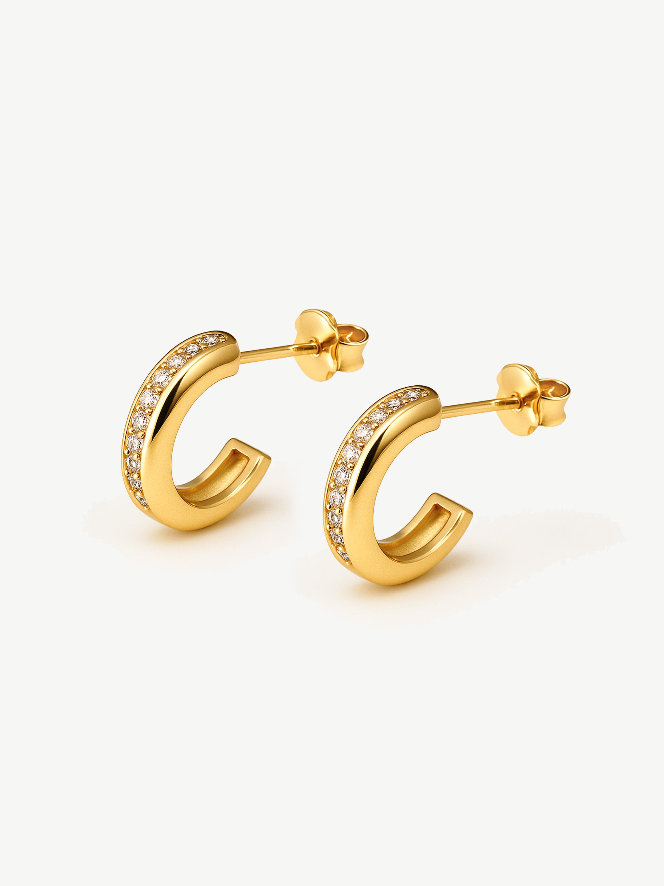 Boucles d'oreilles créoles épaisses avec petites pierres