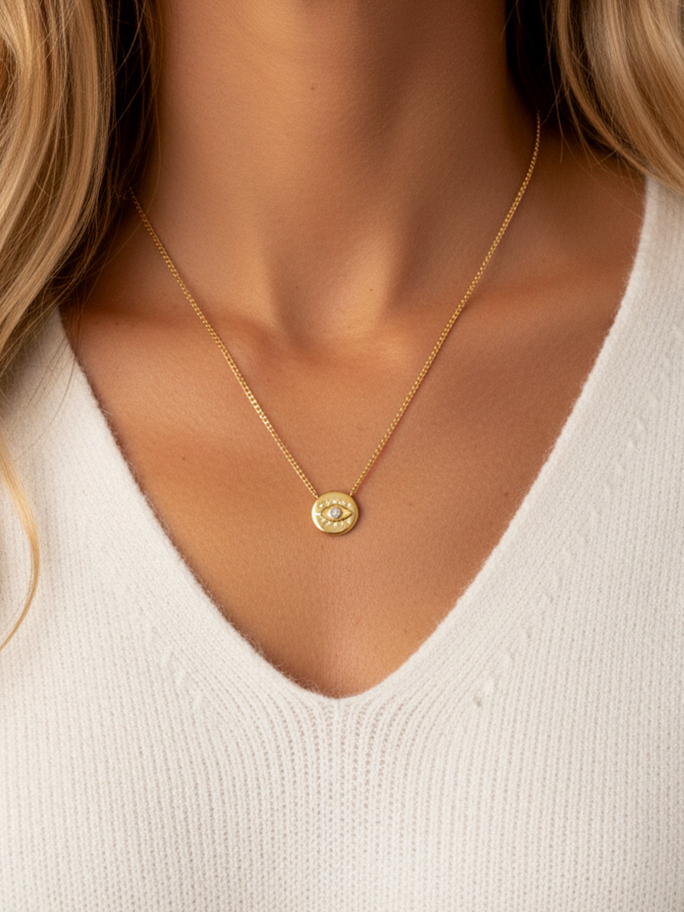 Necklace With Evil Eye Coin Pendant