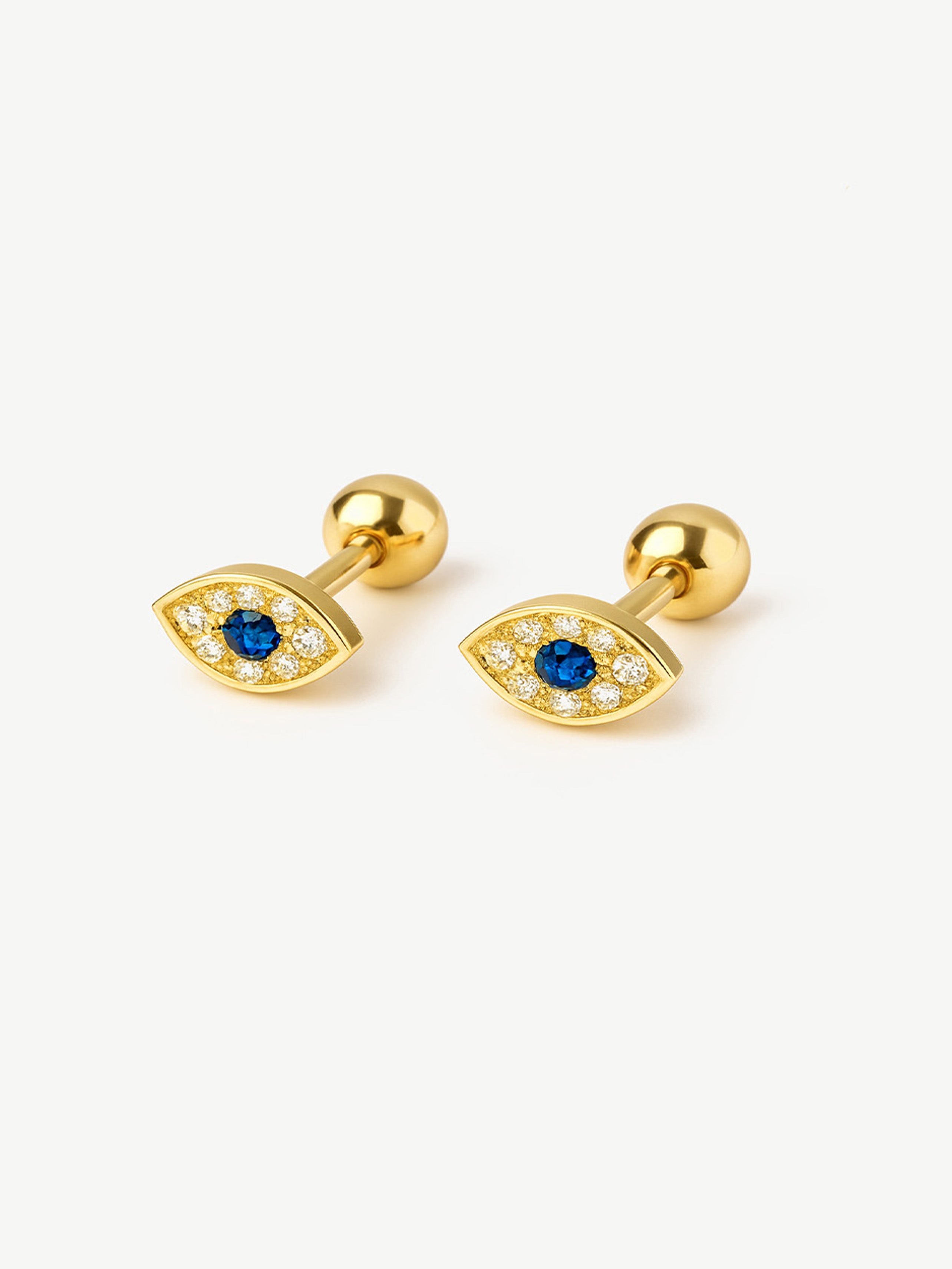 Boucles d'oreilles délicates contre le mauvais œil - Dos vissé