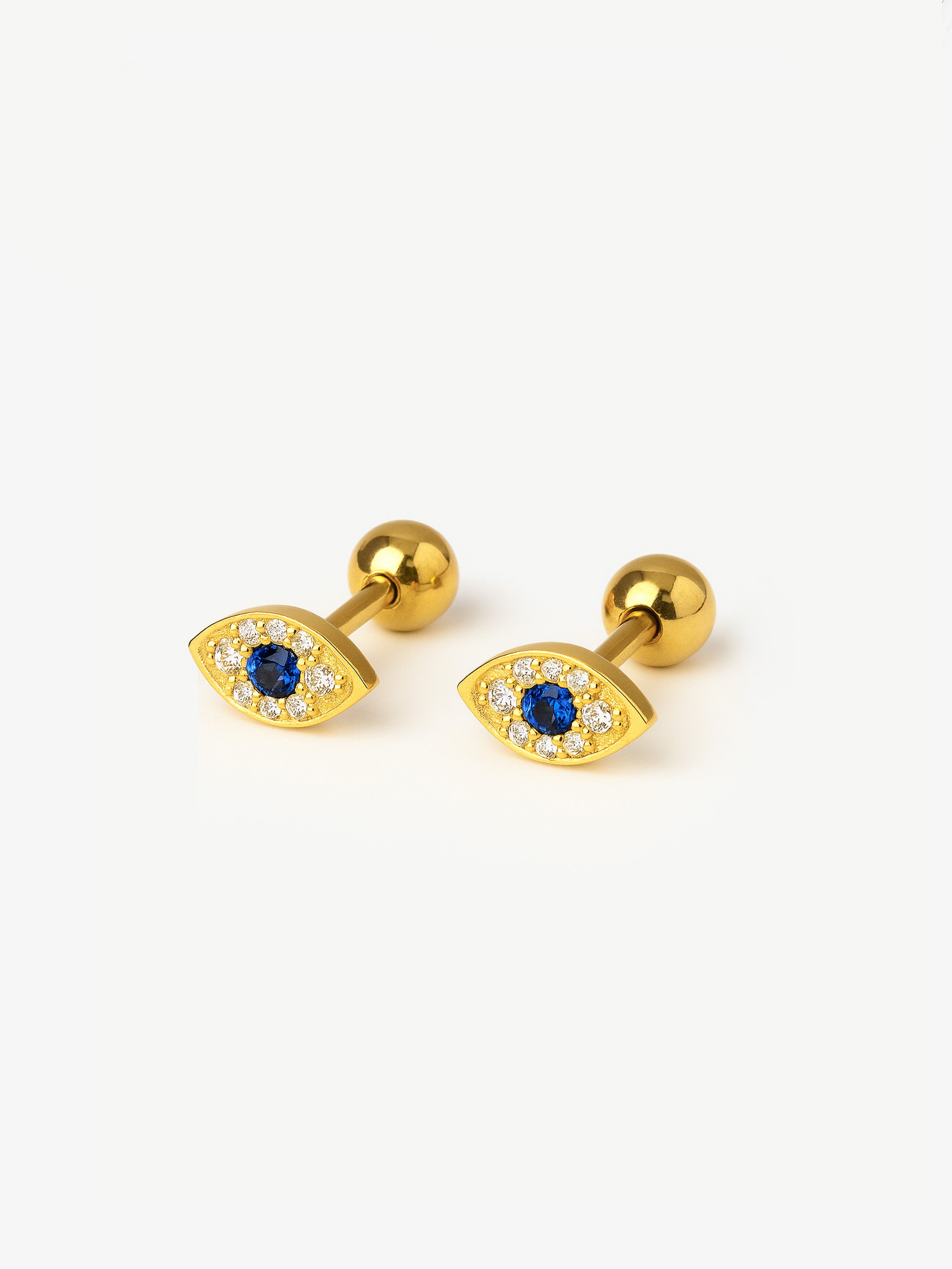 Boucles d'oreilles délicates contre le mauvais œil - Dos vissé