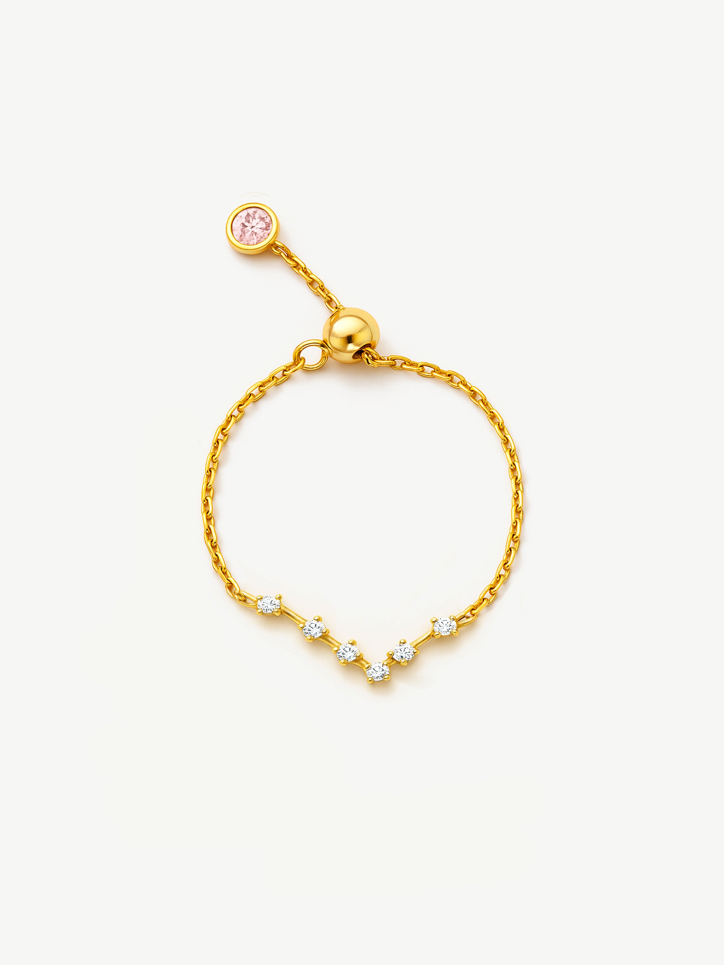 Bague chaîne réglable en or avec constellation
