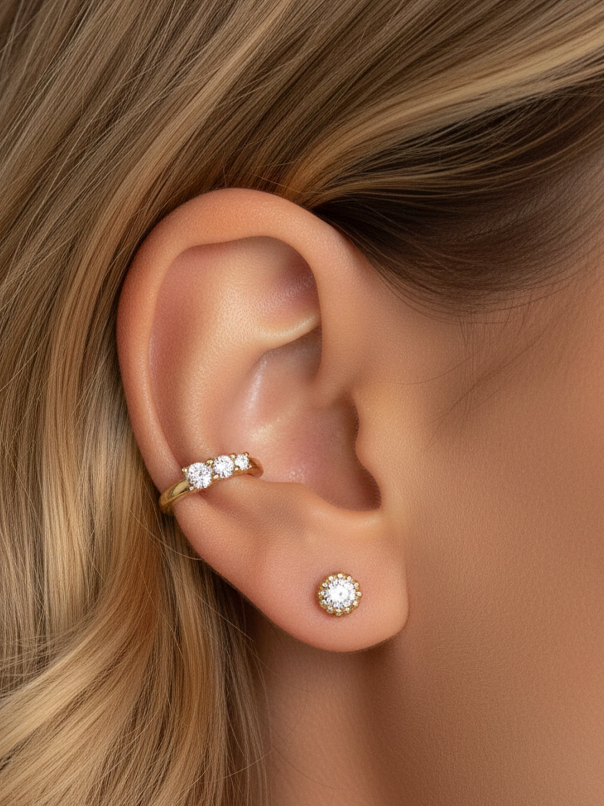 Boucles d'oreilles trois pierres - Paire