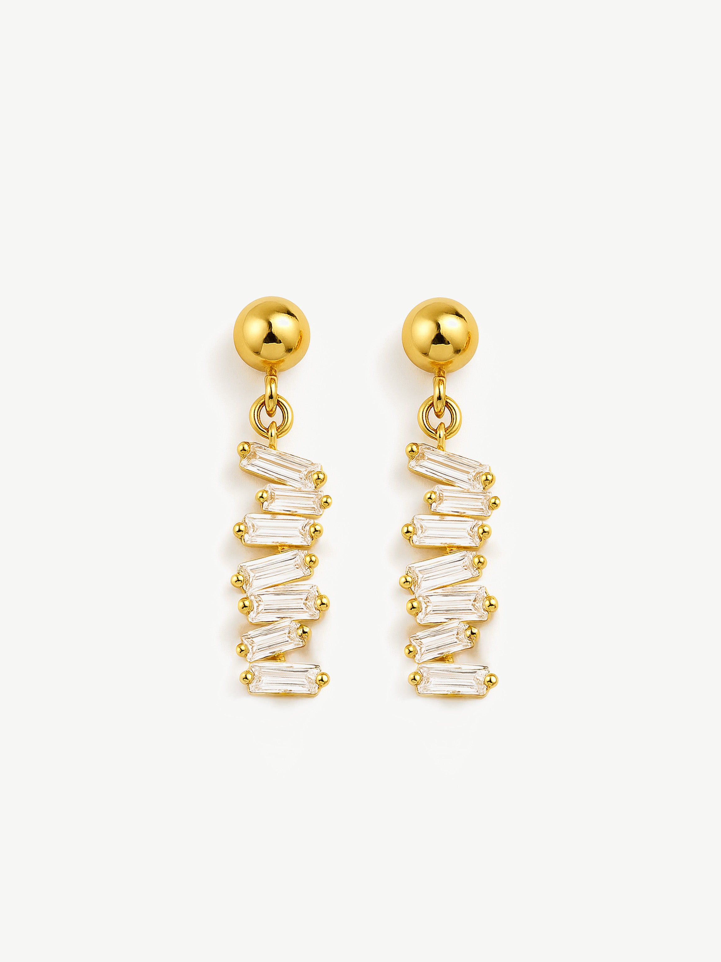 Boucles d'oreilles pendantes verticales avec pierres baguettes