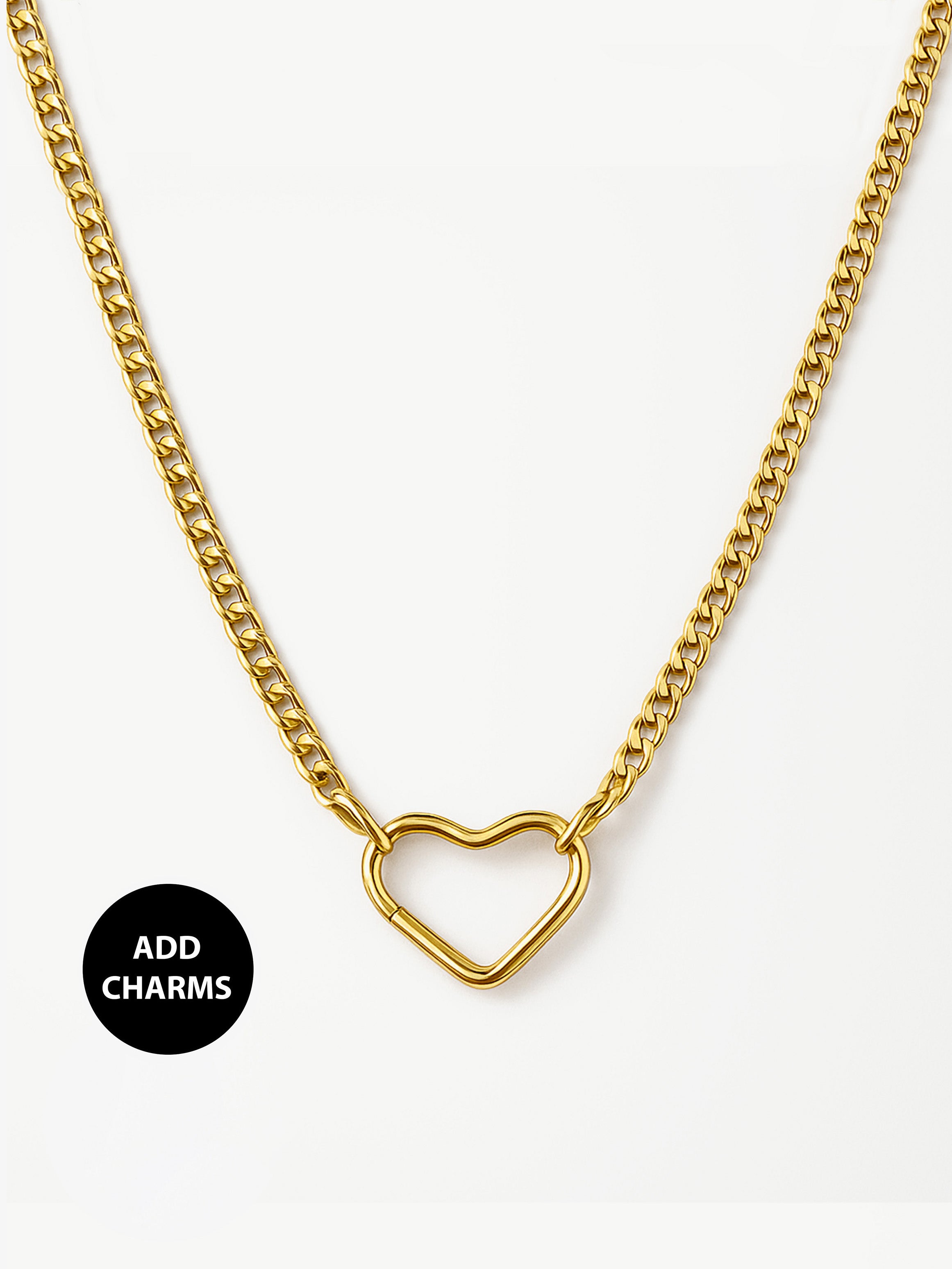 Collier délicat à chaîne gourmette pour breloques (fermoir cœur)