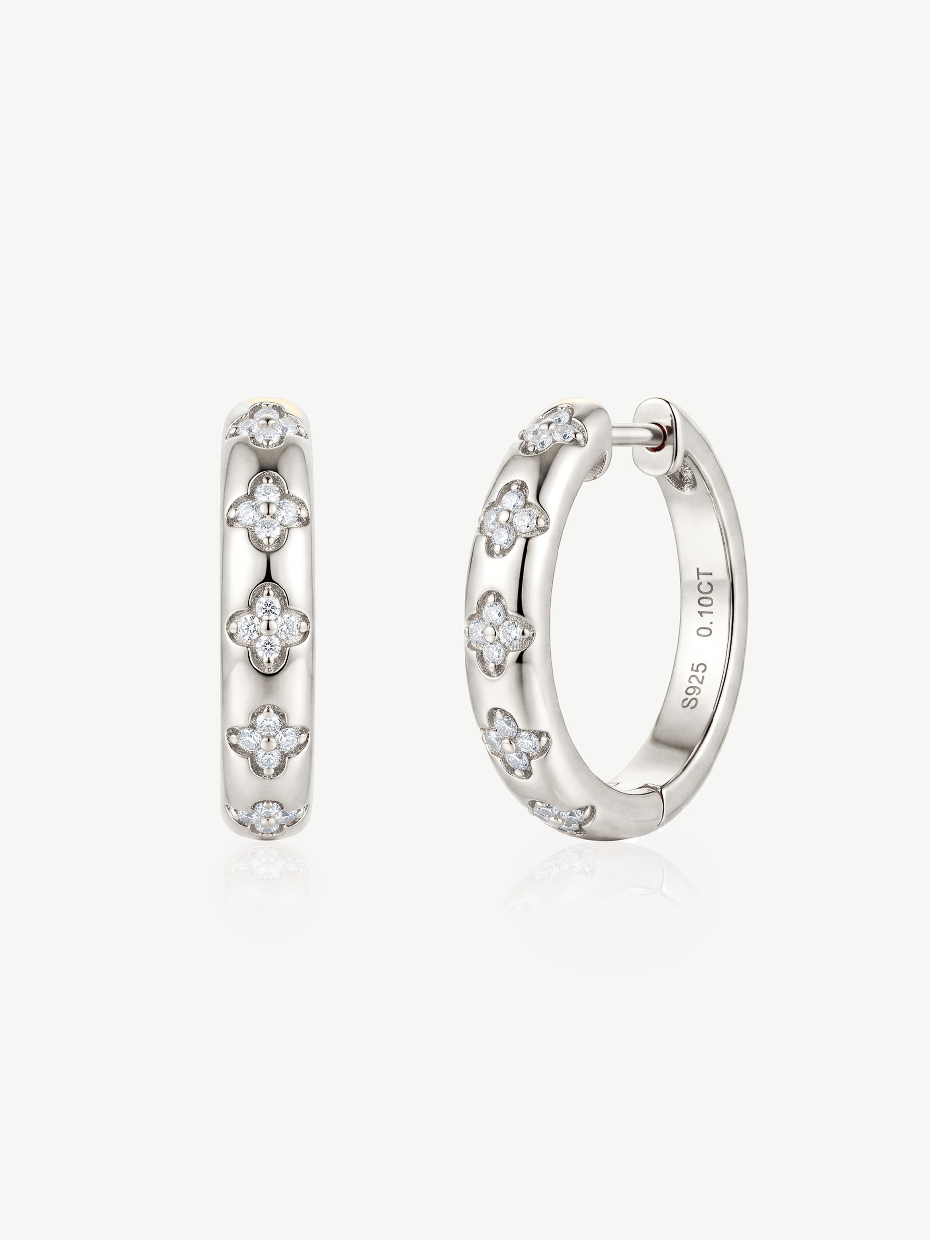 Moissanite Hydrangea Hoop Earrings