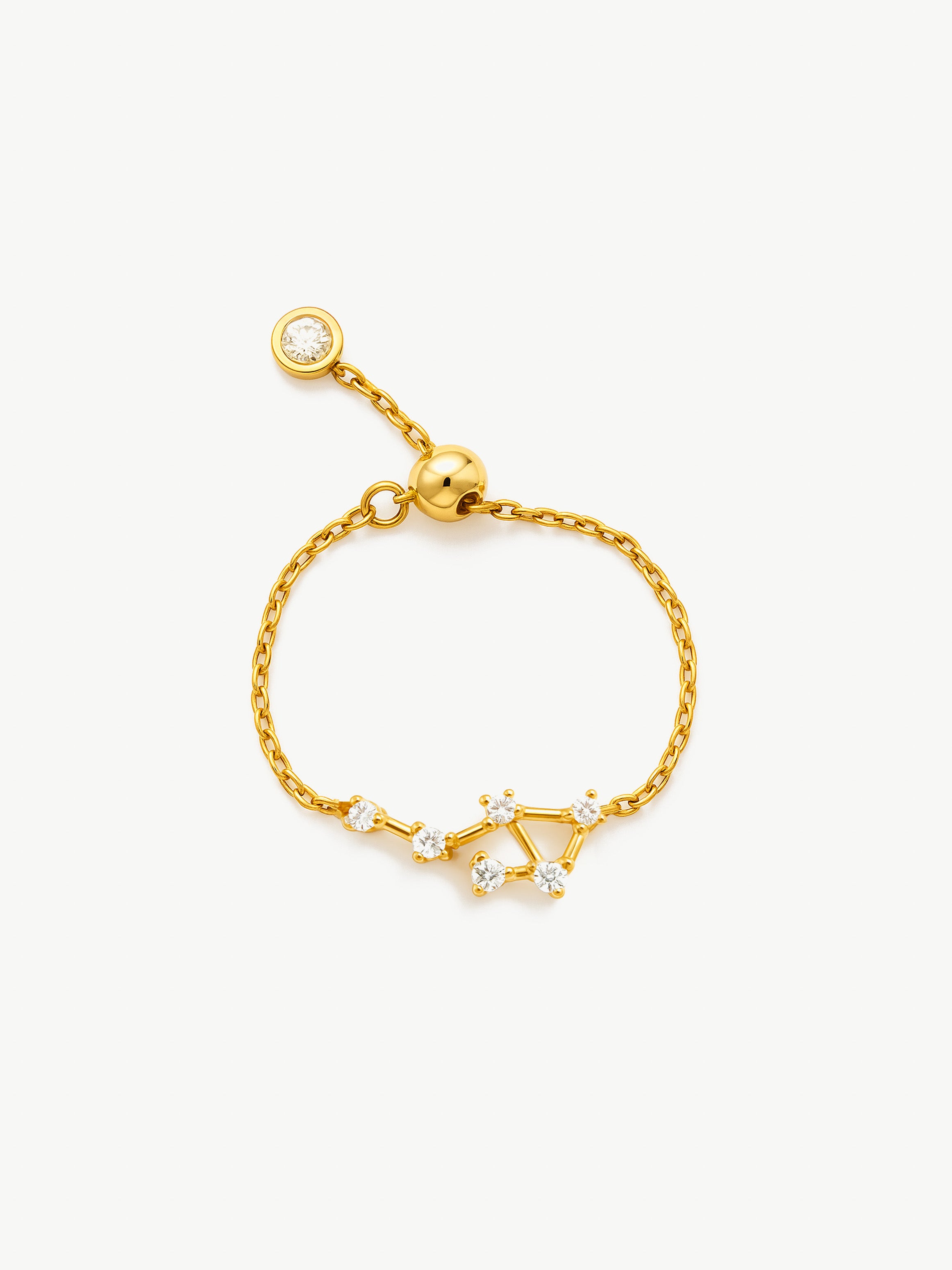 Bague chaîne réglable en or avec constellation