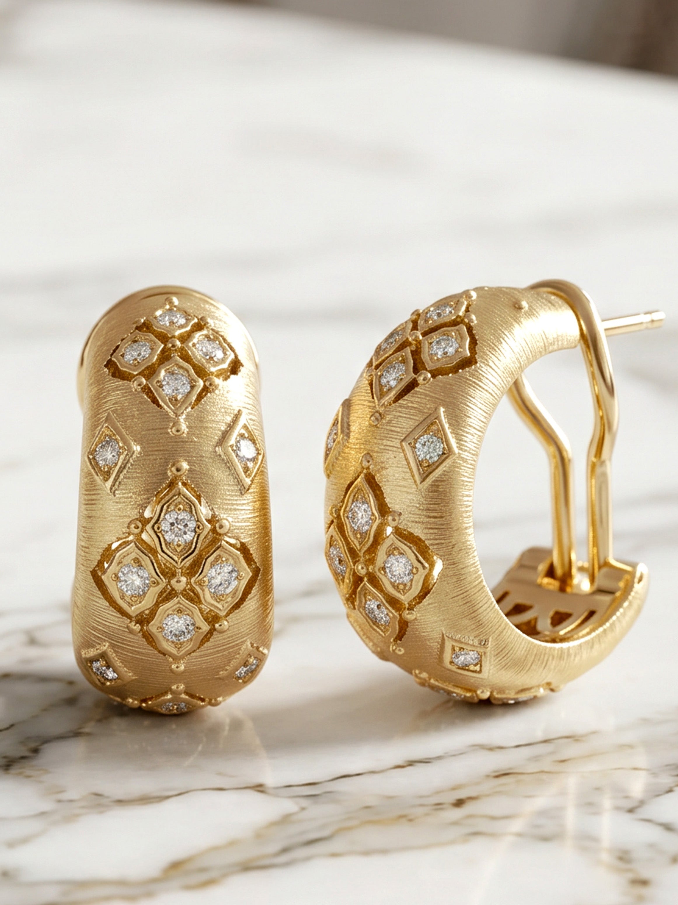 Textured Hydrangea Hoop Earrings