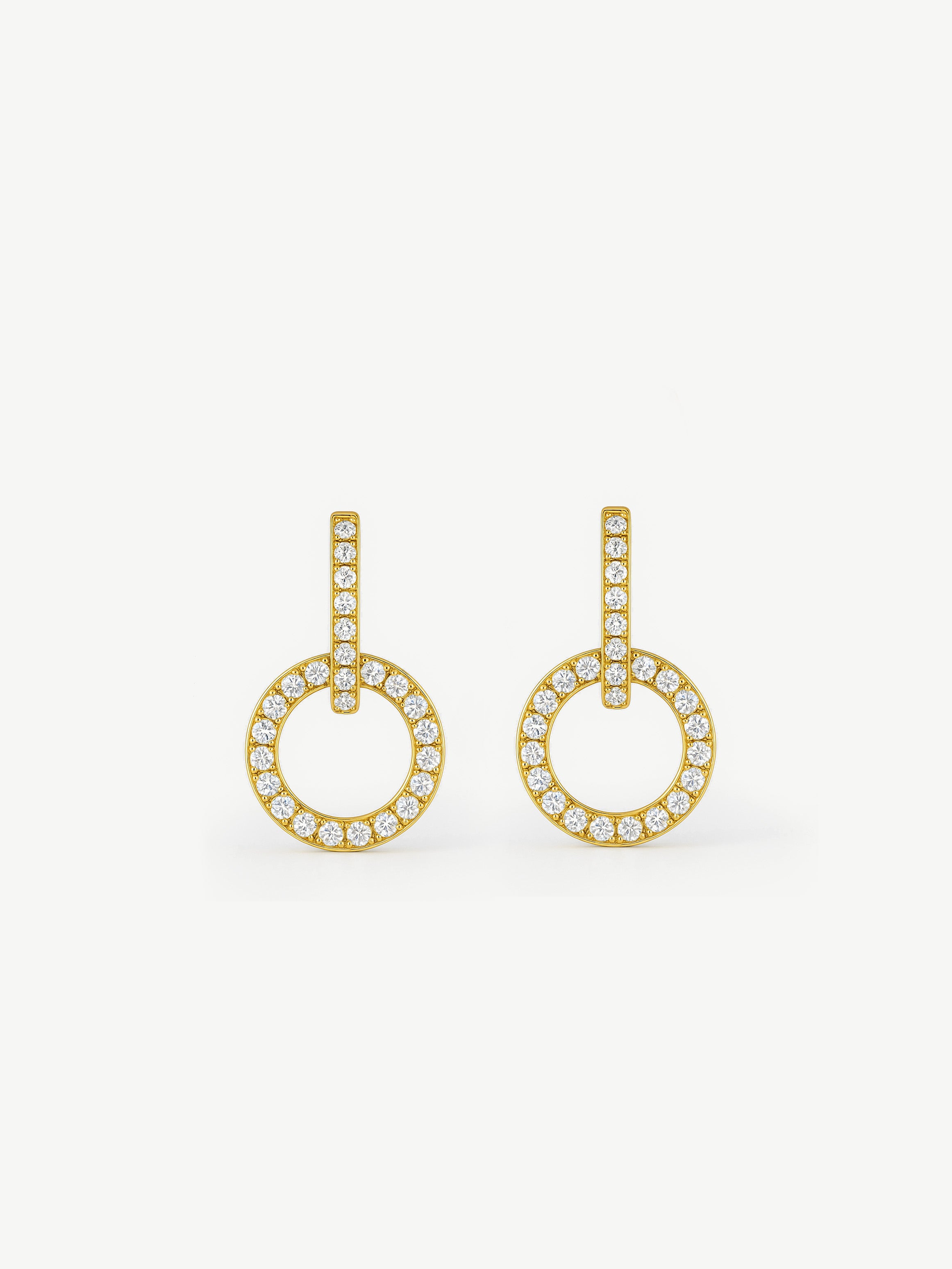 Boucles d'oreilles doubles créoles pavées avec breloques rondes amovibles