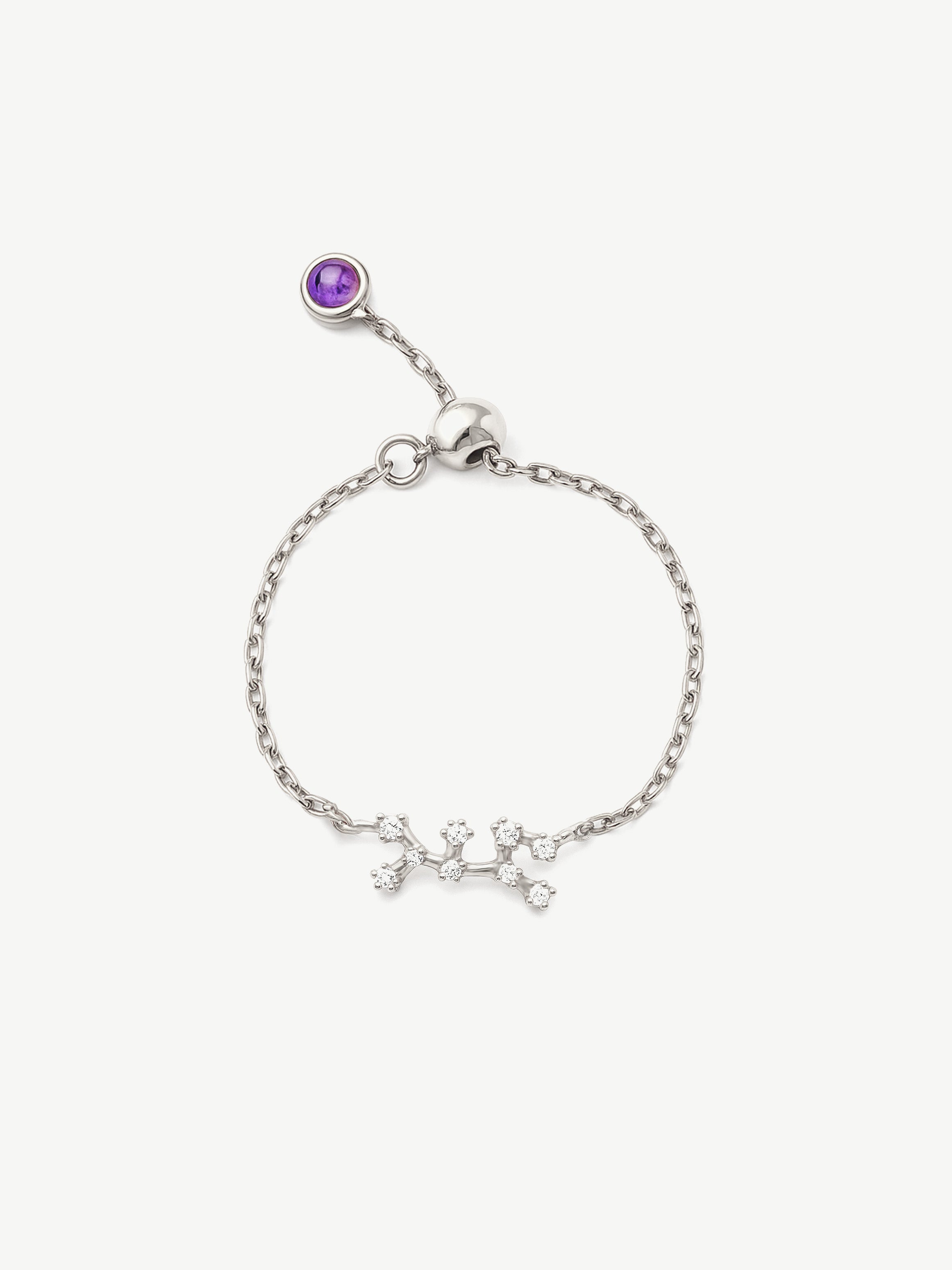 Bague chaîne réglable en or avec constellation