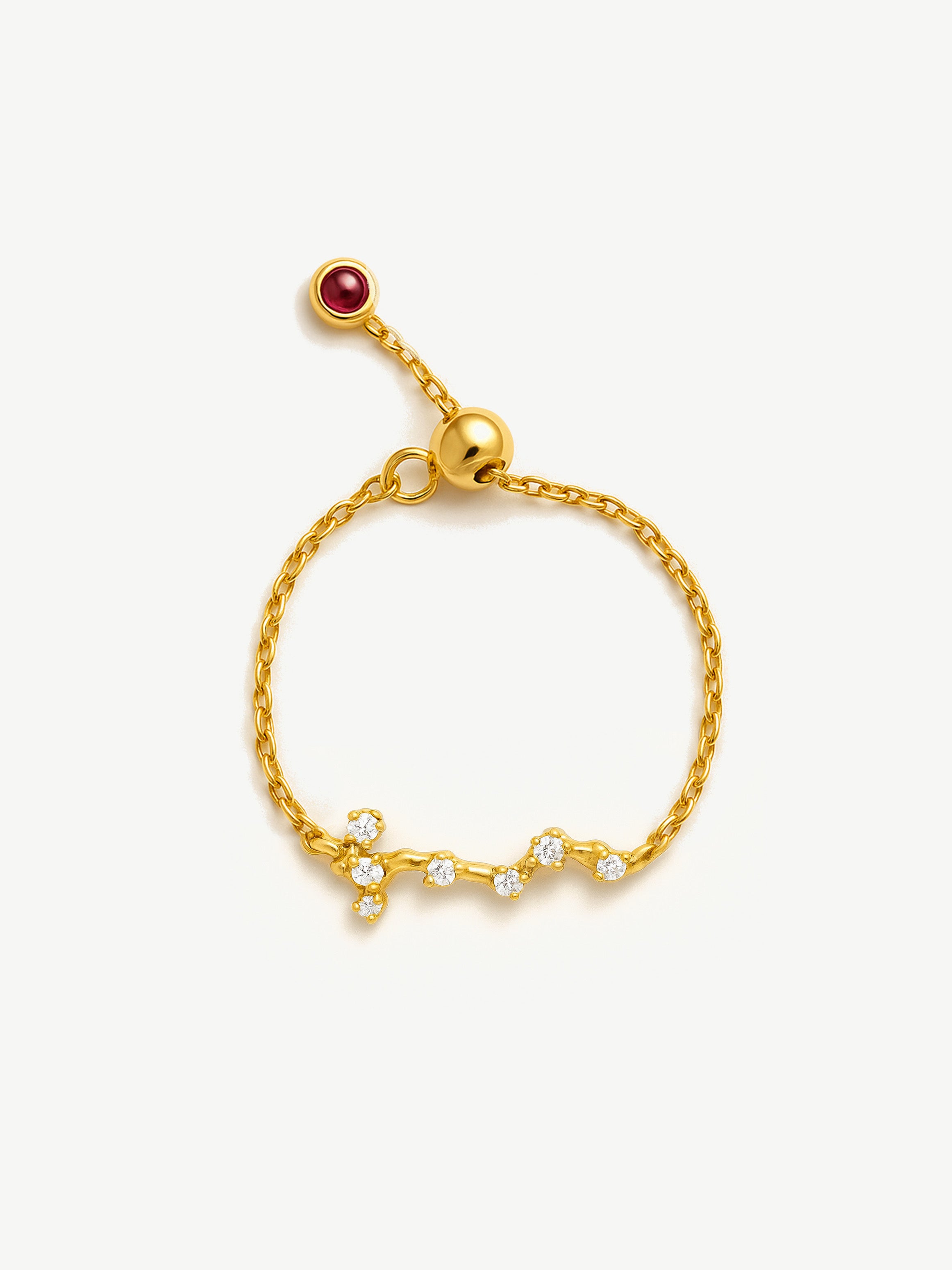 Bague chaîne réglable en or avec constellation