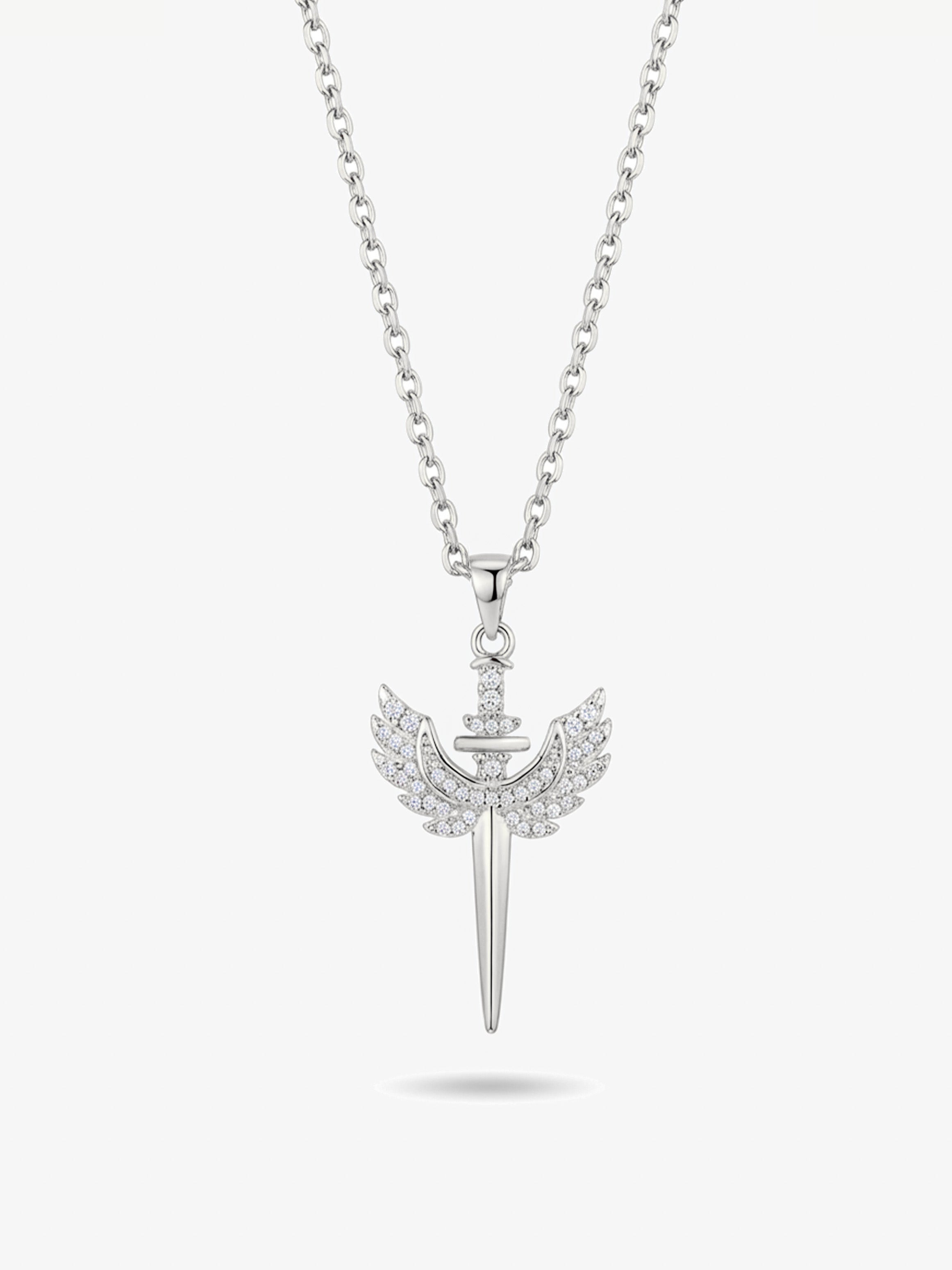 Collier épée scintillante avec ailes