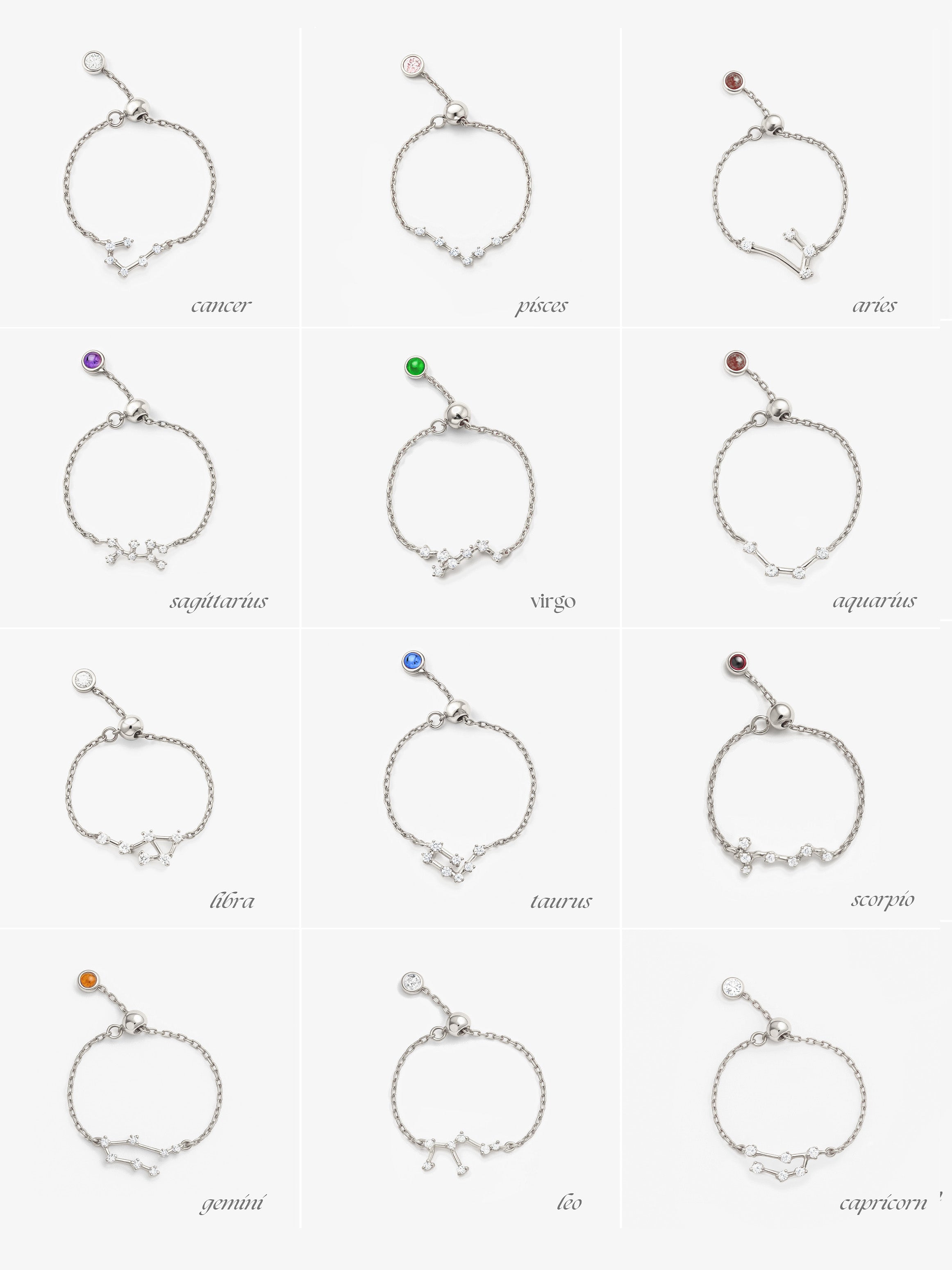 Bague chaîne réglable en or avec constellation