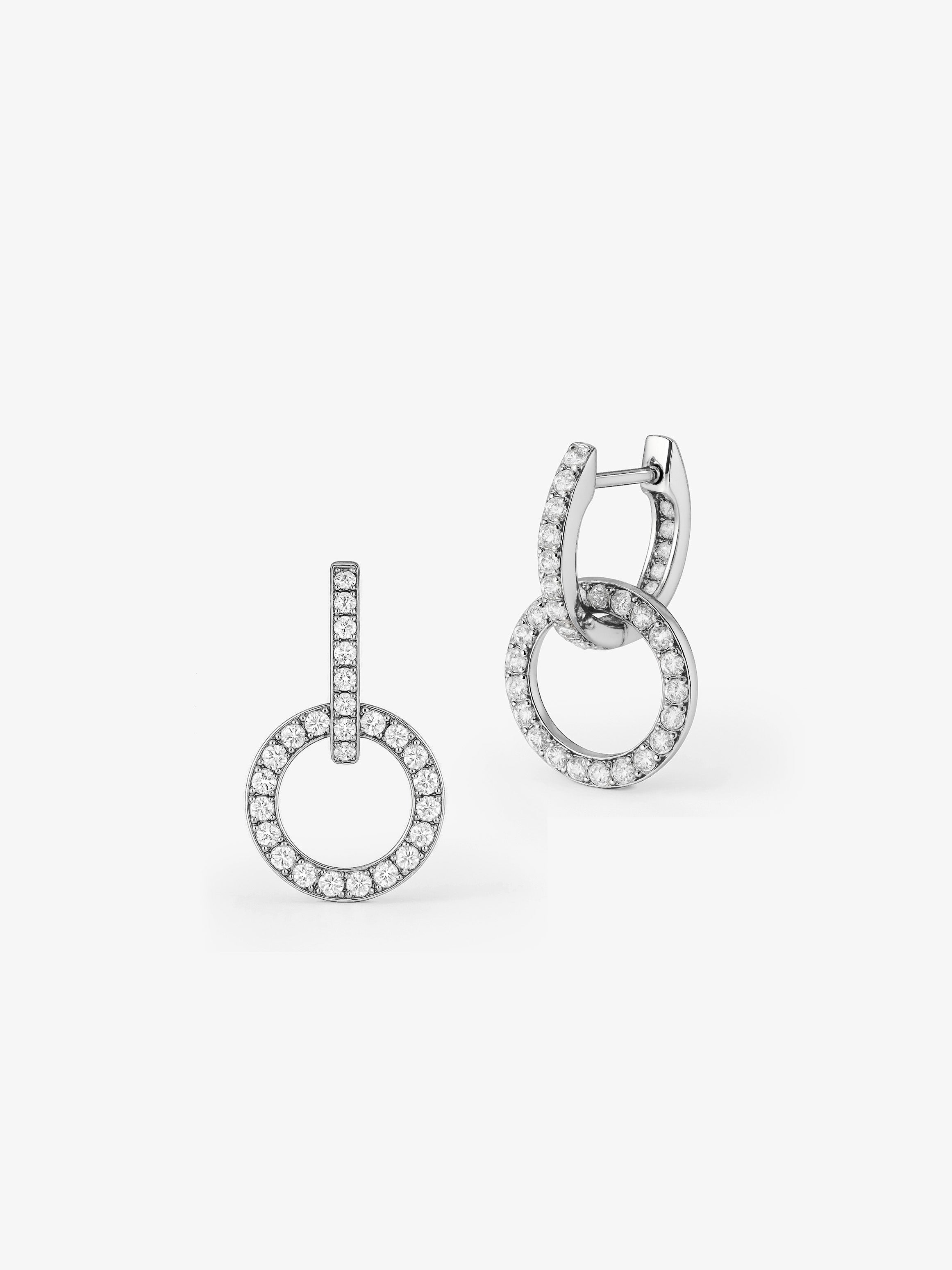 Boucles d'oreilles doubles créoles pavées avec breloques rondes amovibles