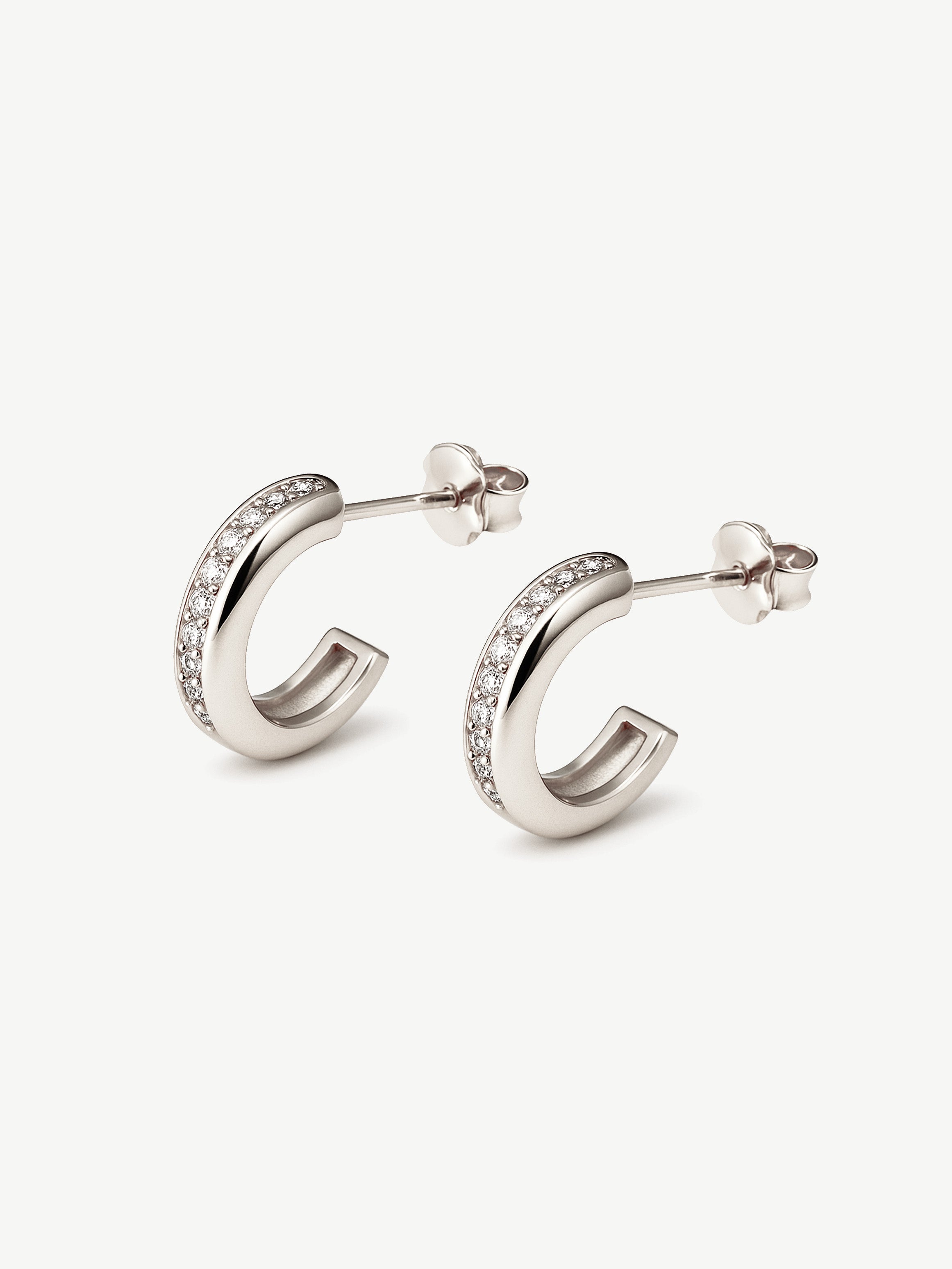 Boucles d'oreilles créoles épaisses avec petites pierres