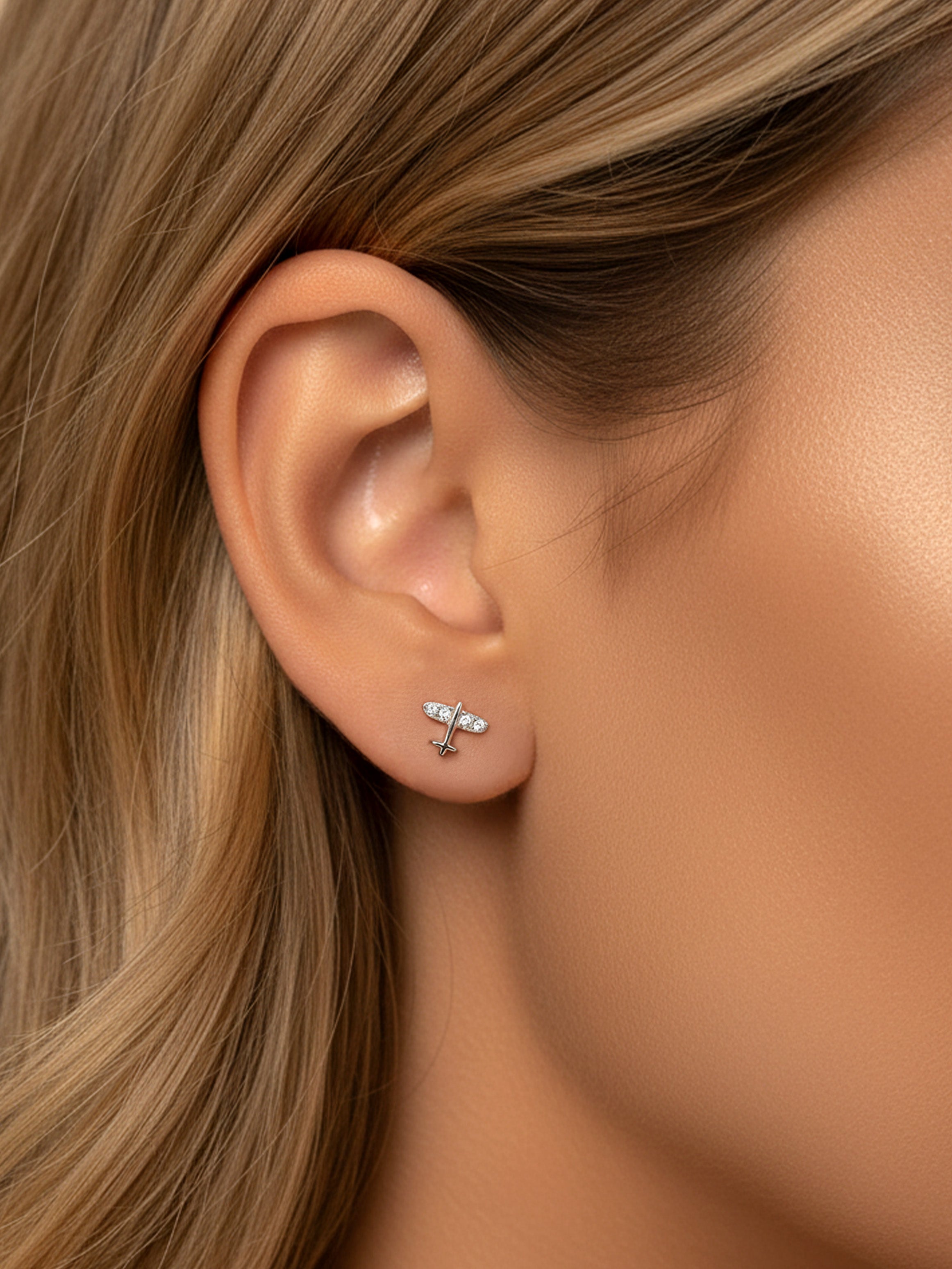 Boucles d'oreilles à tige en forme de petit avion