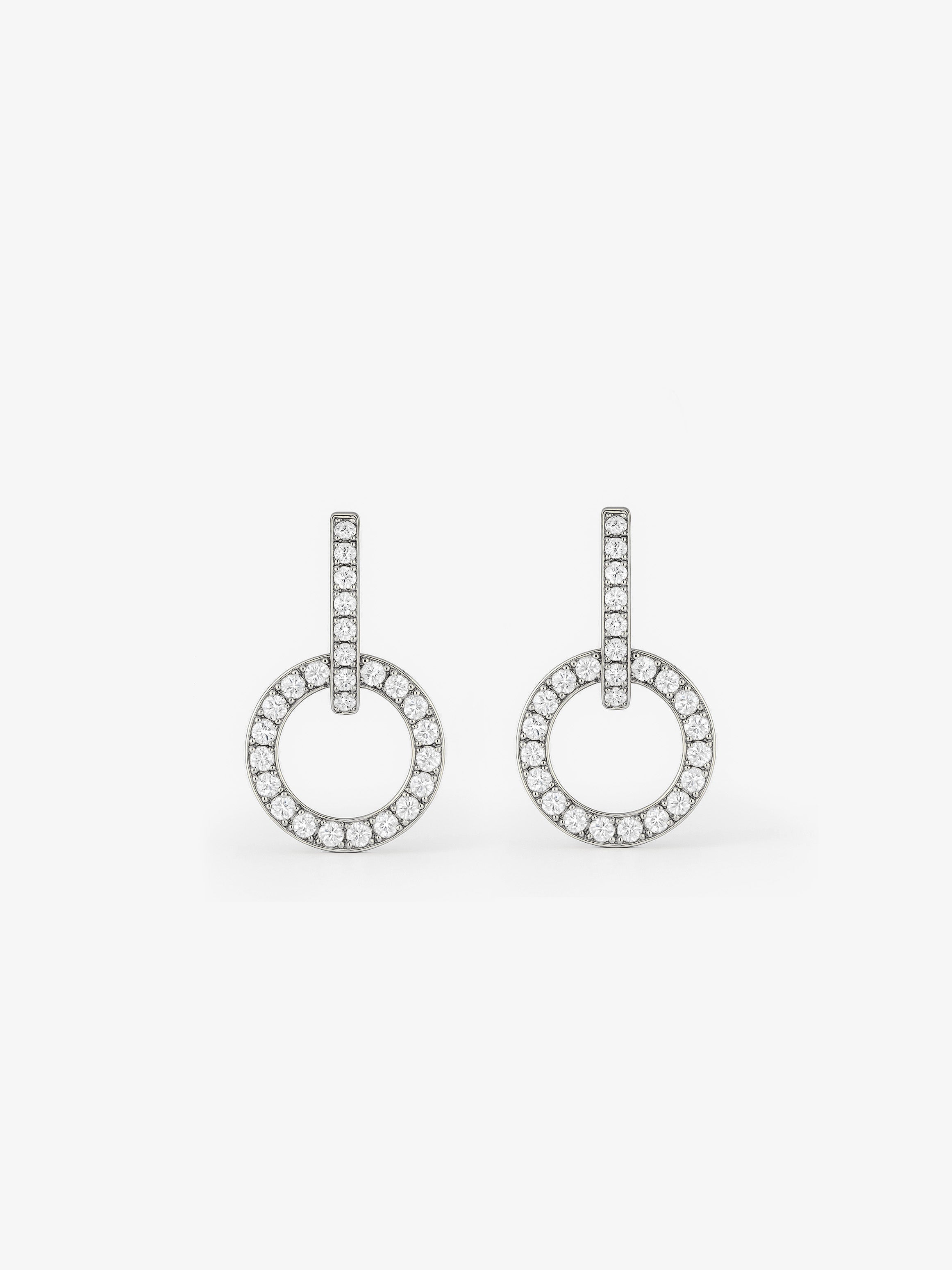 Boucles d'oreilles doubles créoles pavées avec breloques rondes amovibles