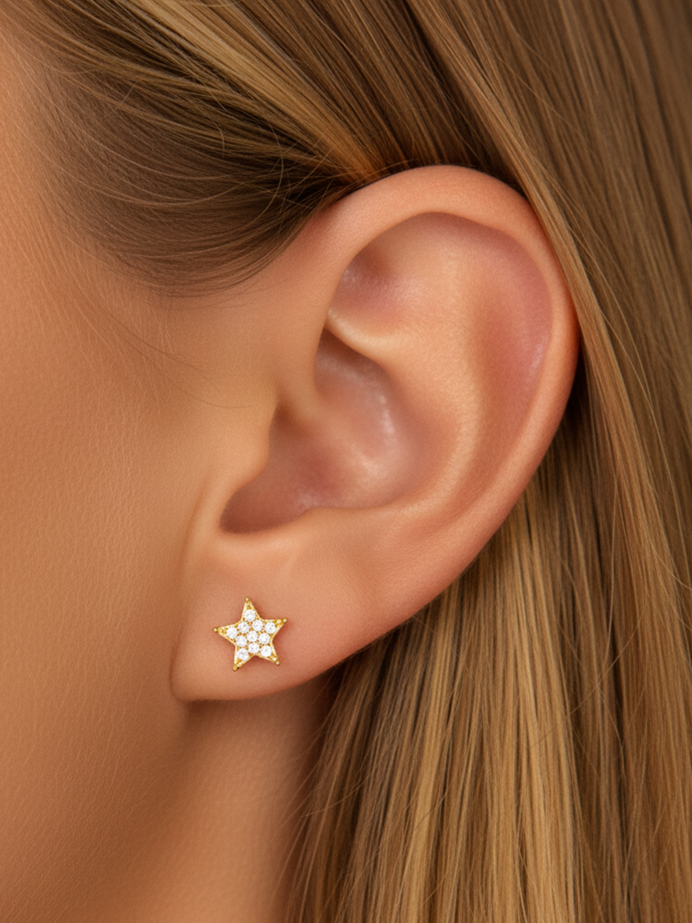 Boucles d'oreilles Dainty Star - Dos vissé