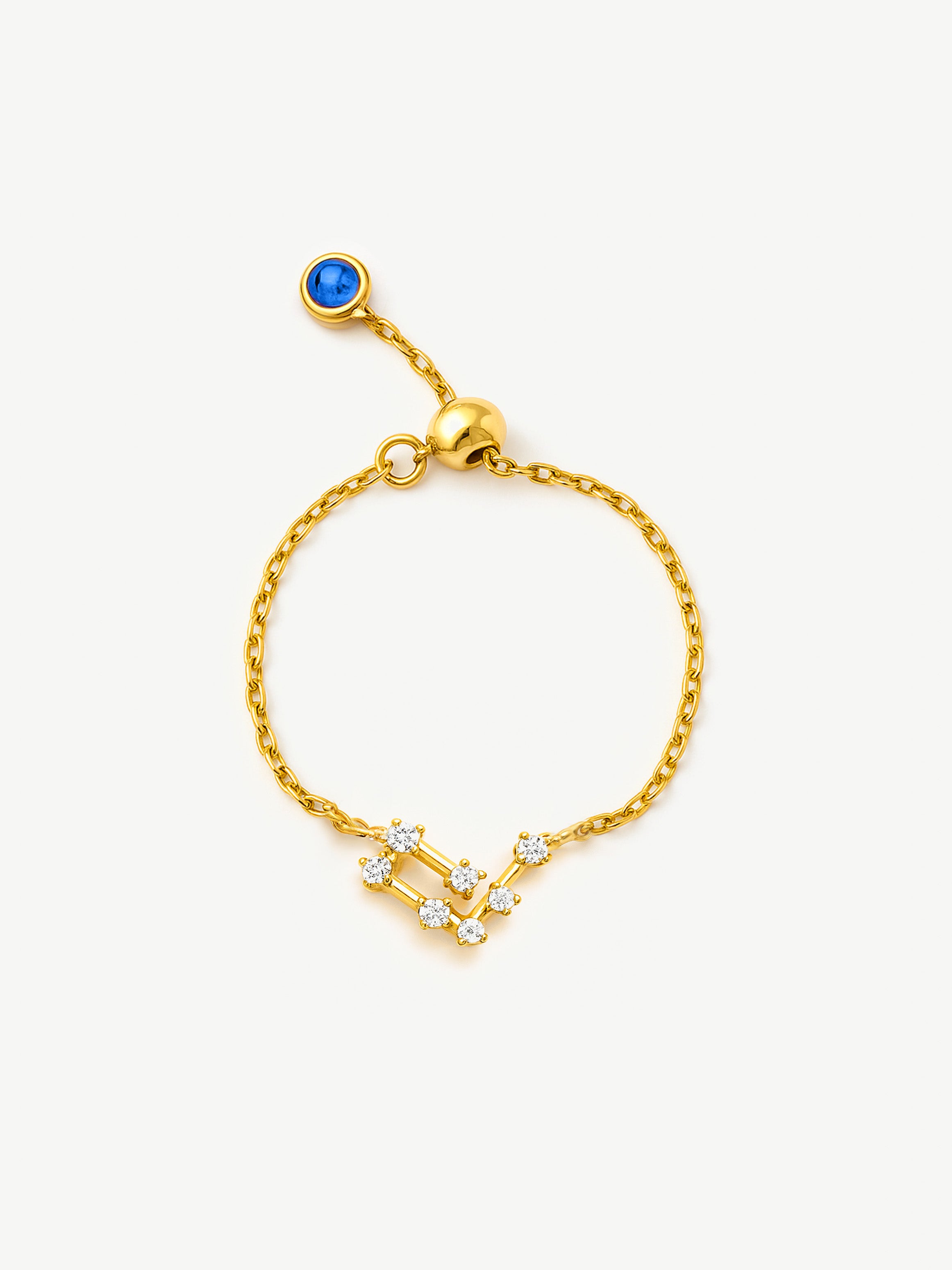 Bague chaîne réglable en or avec constellation