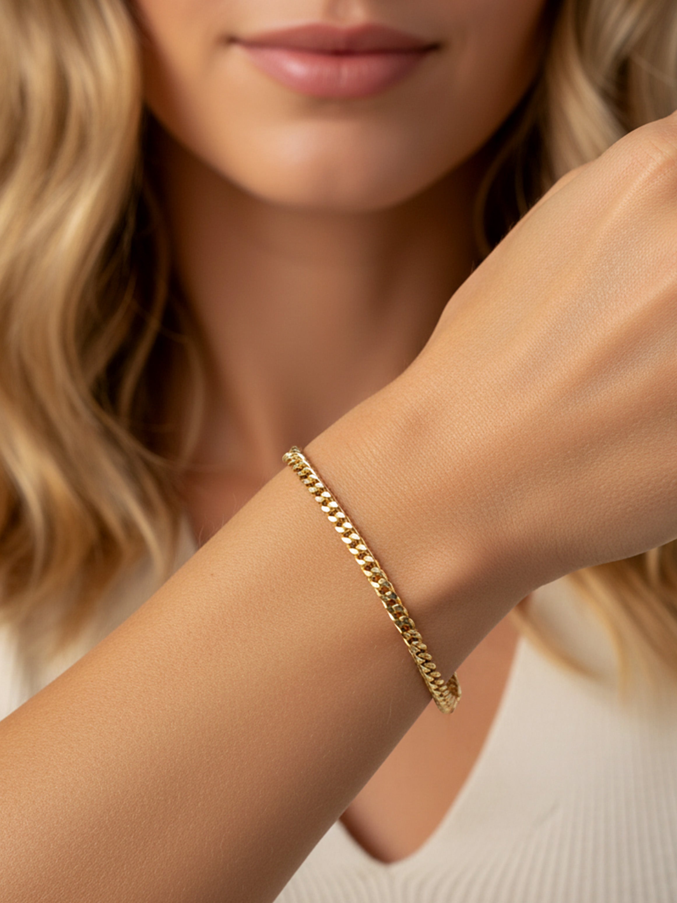 Bracelet gourmette cubain en or - Bracelet de tous les jours