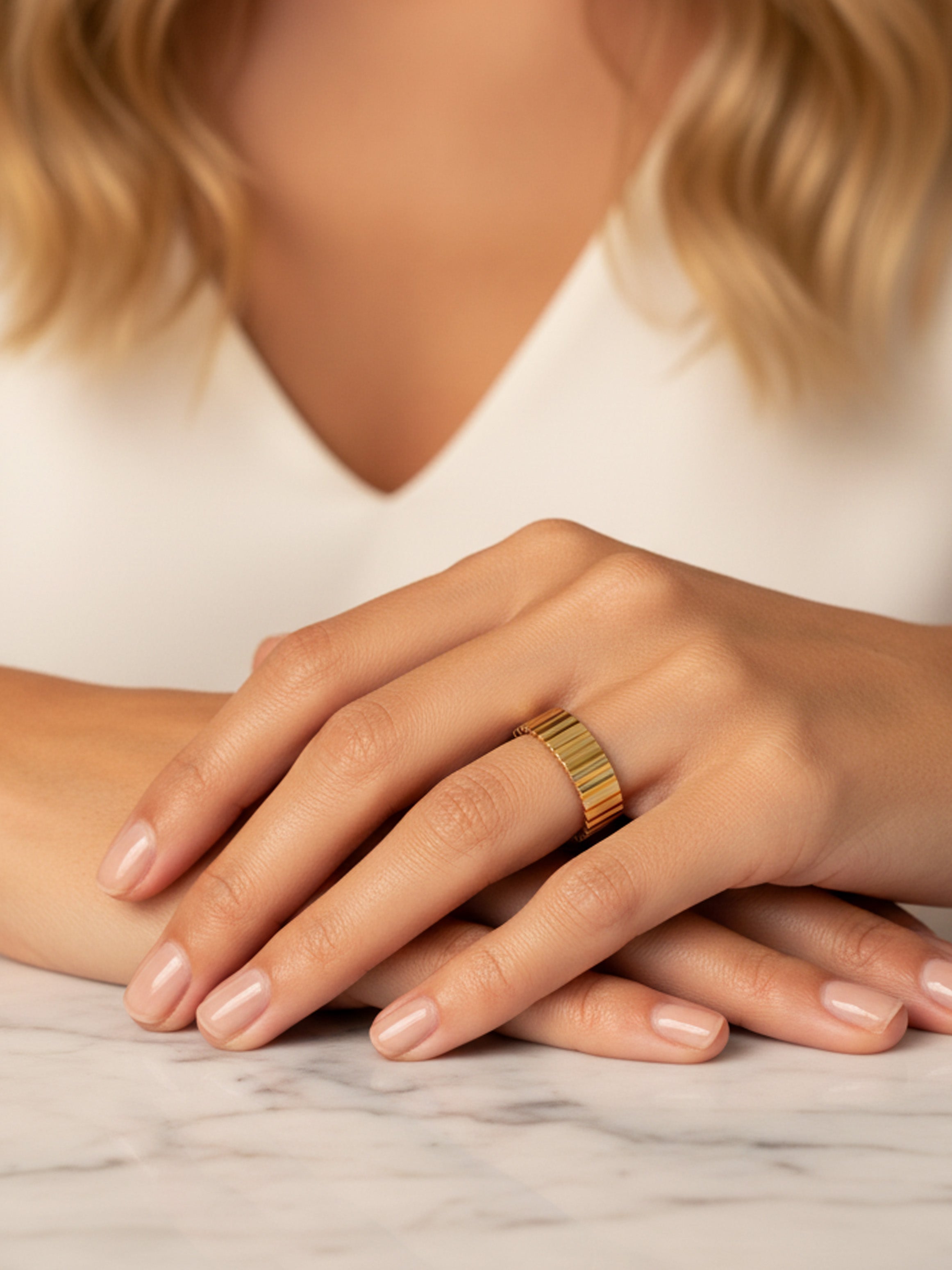 Anneau de croissant texturé épais