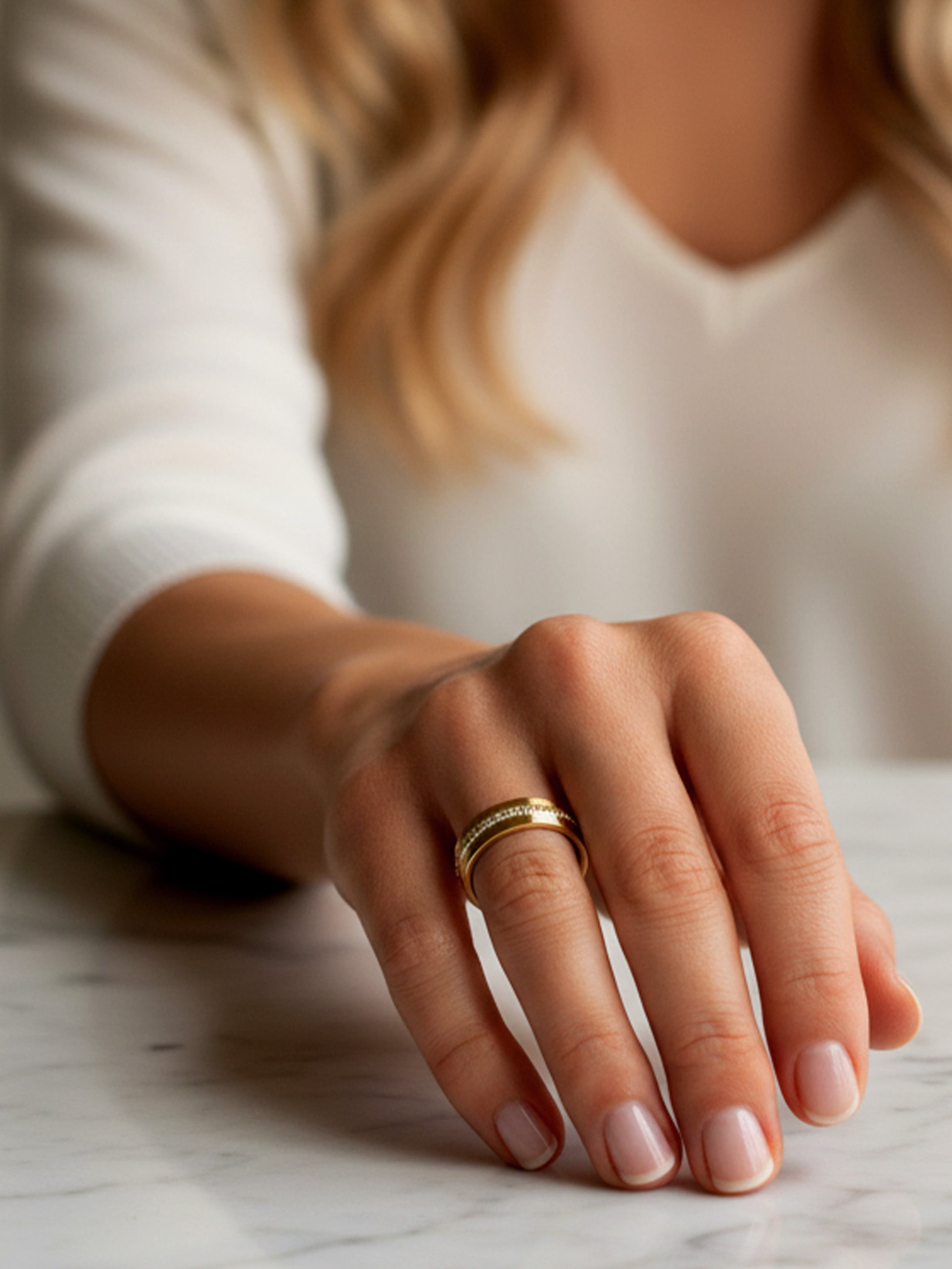 Thick Cigar Ring Band With Stones