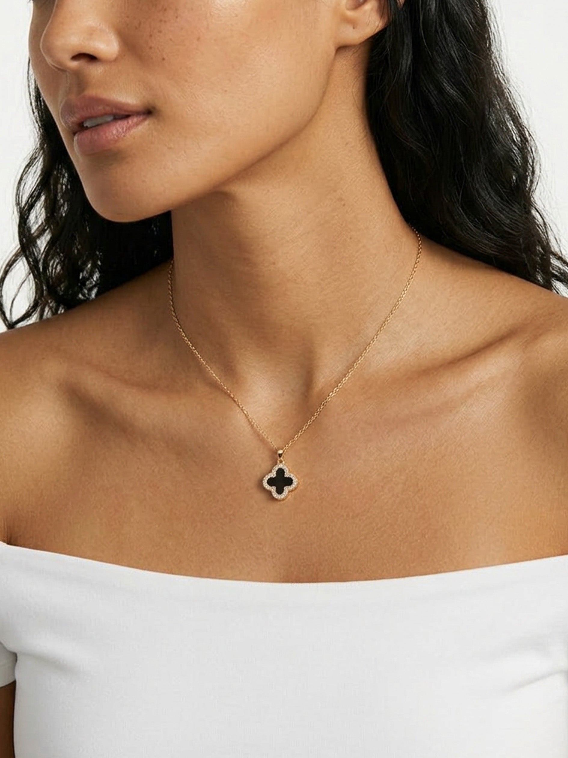Collier Trèfle - Pendentif réversible
