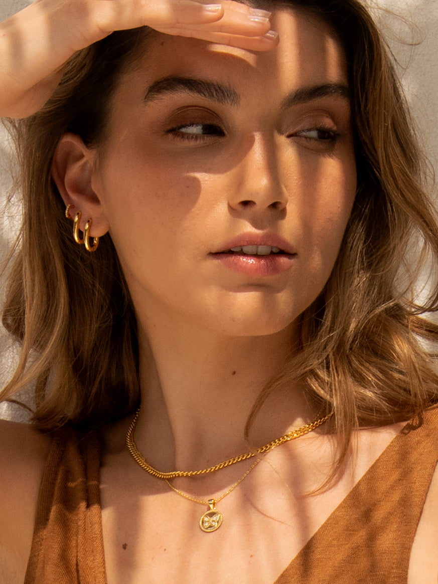 Small Thick Oval Hoop Earrings
