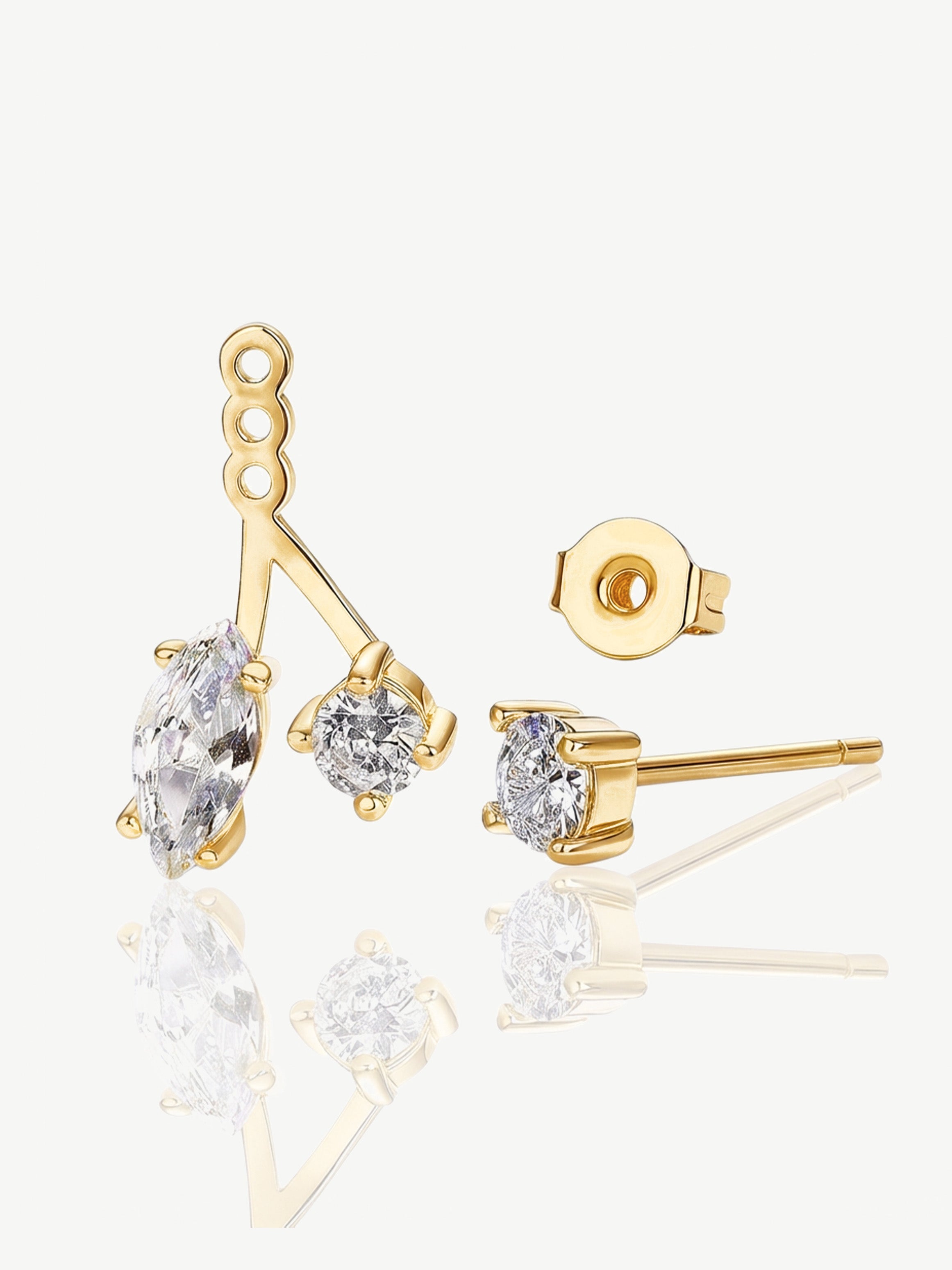 Convertible Moissanite Ear Jacket Stud Earrings