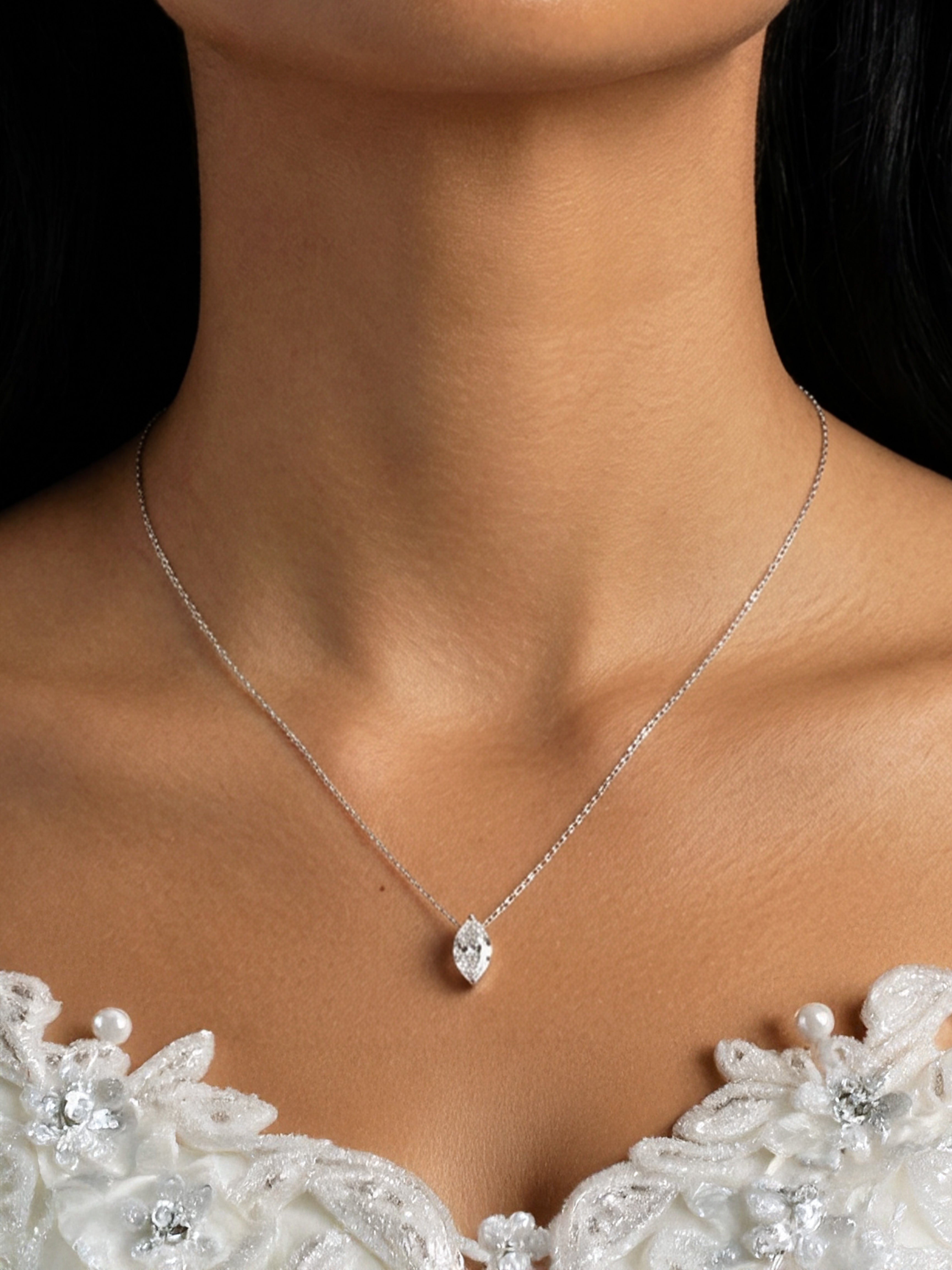 Dainty Marquise Stone Necklace