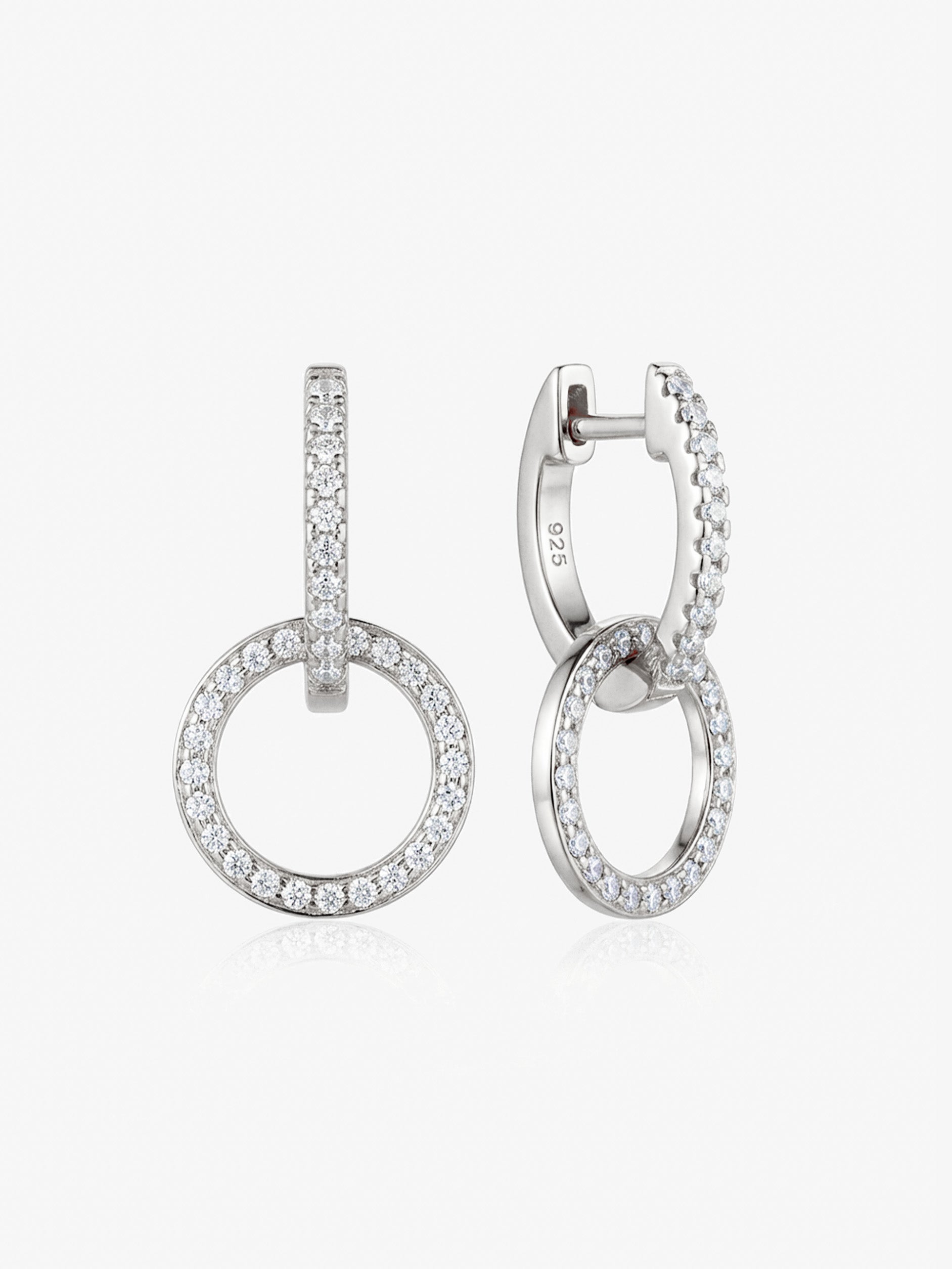Double Hoop Pavé Earrings With Round Removable Charms