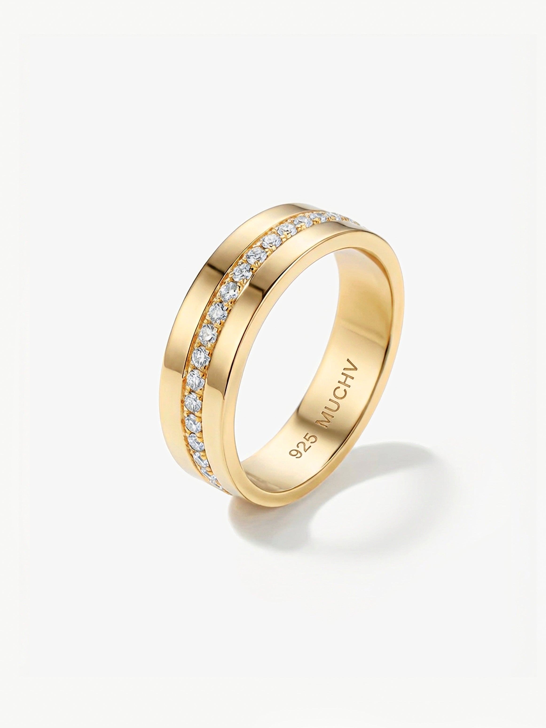 Thick Cigar Ring Band With Stones