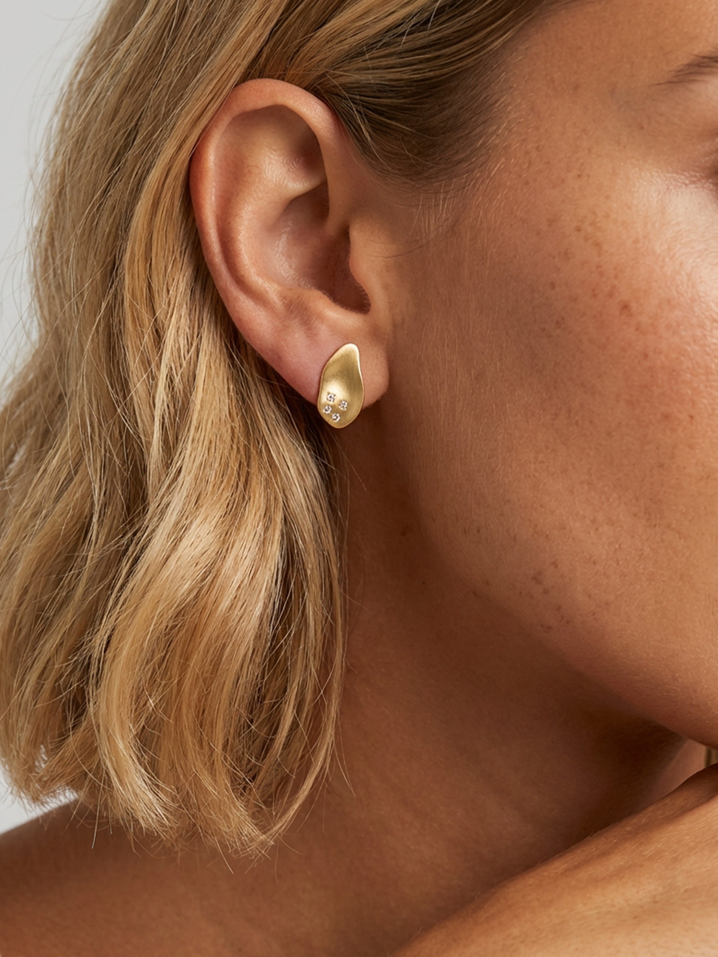 Matte Gold Sculpted Stud Earrings